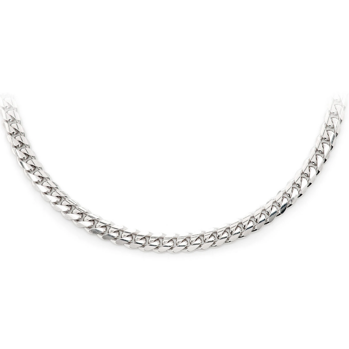 Miami Cuban Gold Chain in 14K white gold, 4mm width, front view