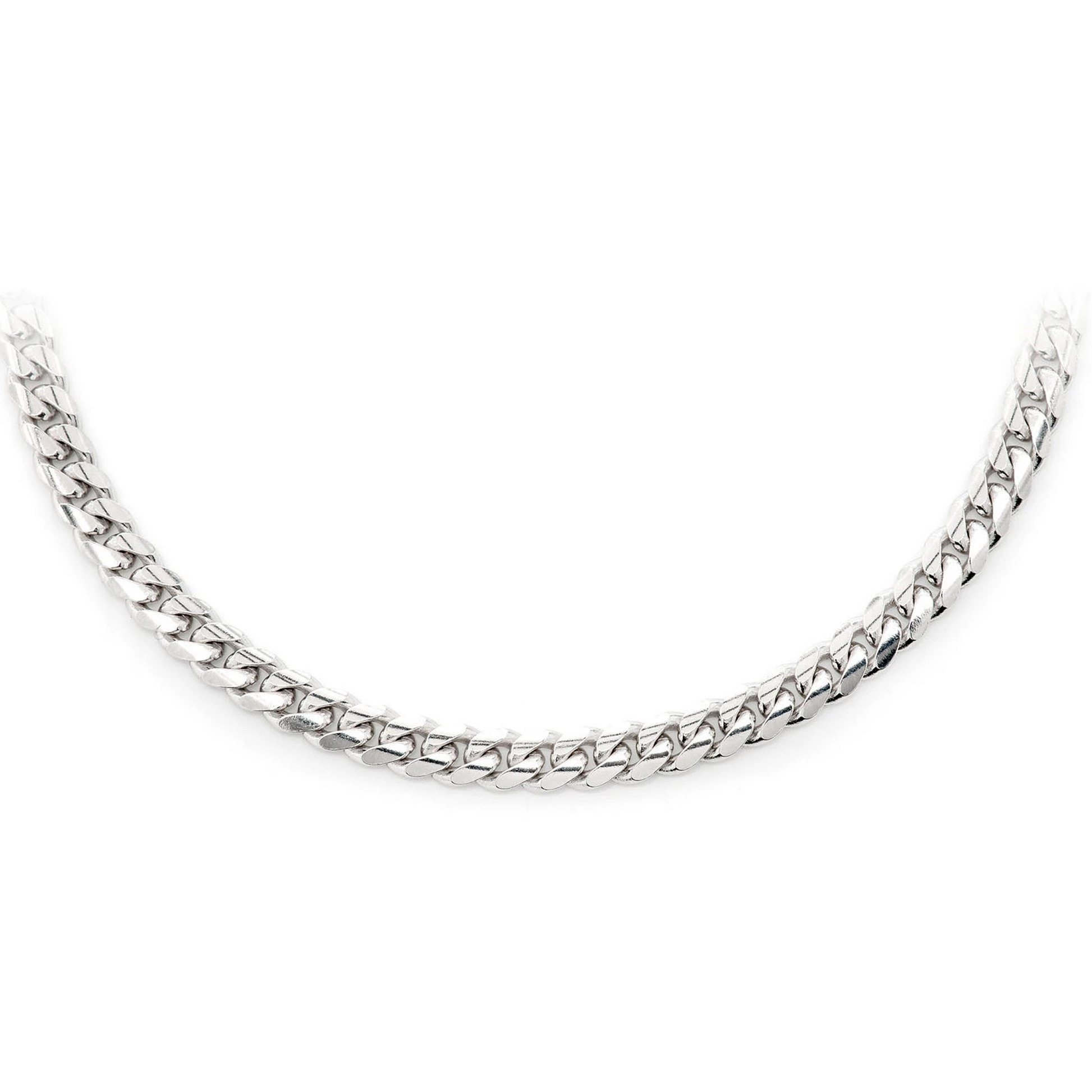 Miami Cuban Gold Chain in 14K white gold, 4mm width, front view