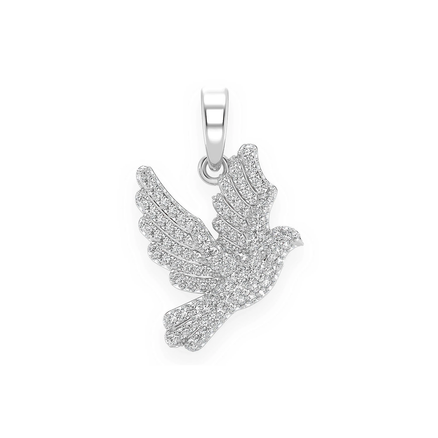 Dove Diamond Pendant in 14K white gold, front view