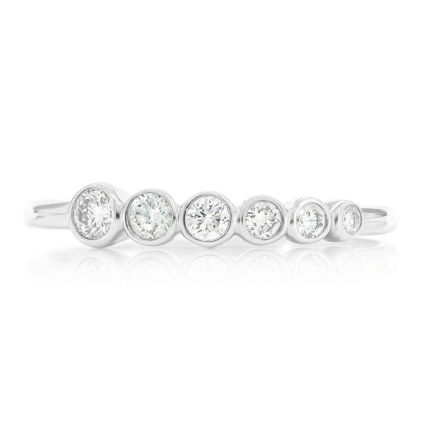 Graduated Diamond Ring in 14K white gold, front view