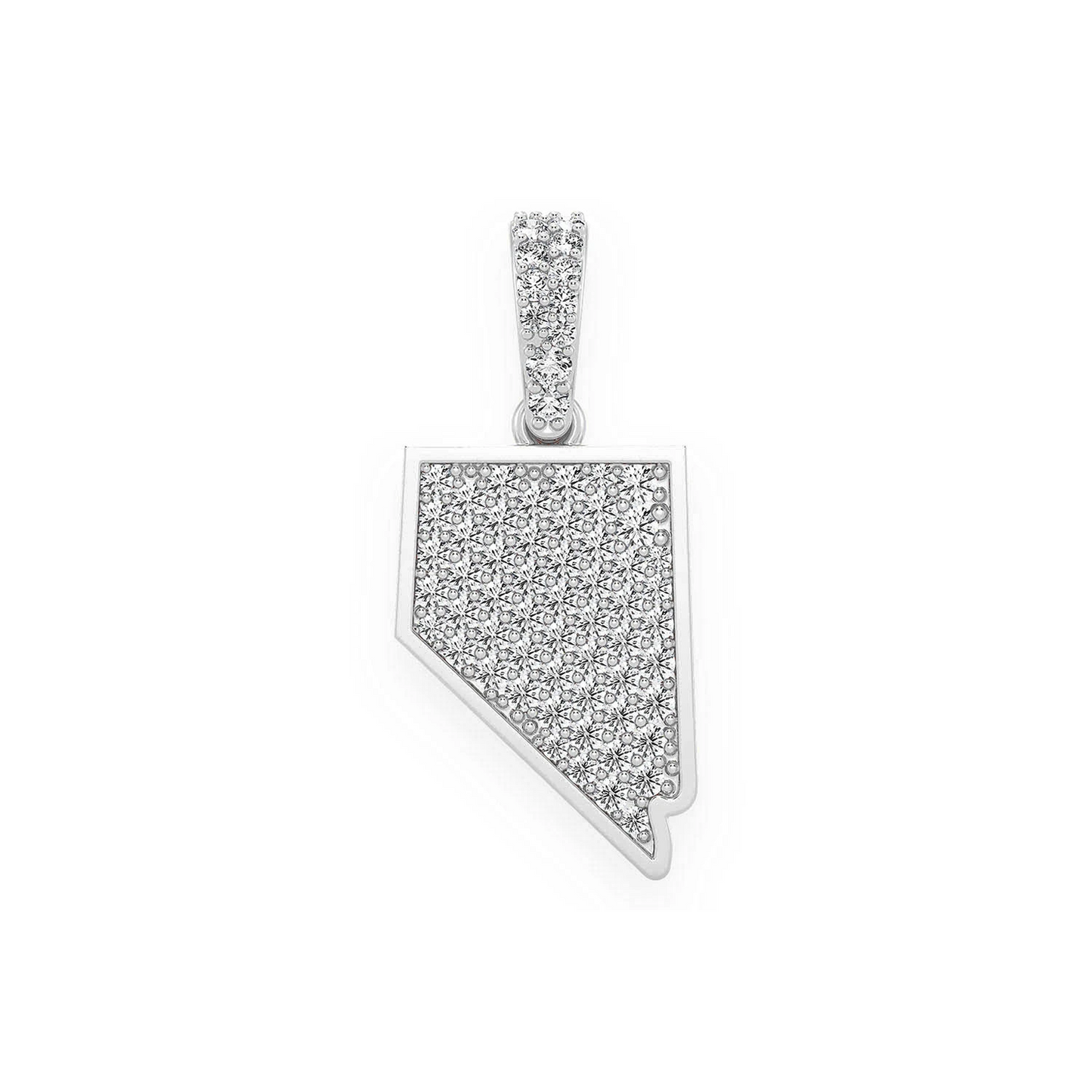 US State Diamond Pendant in 14K white gold, Nevada design, front view
