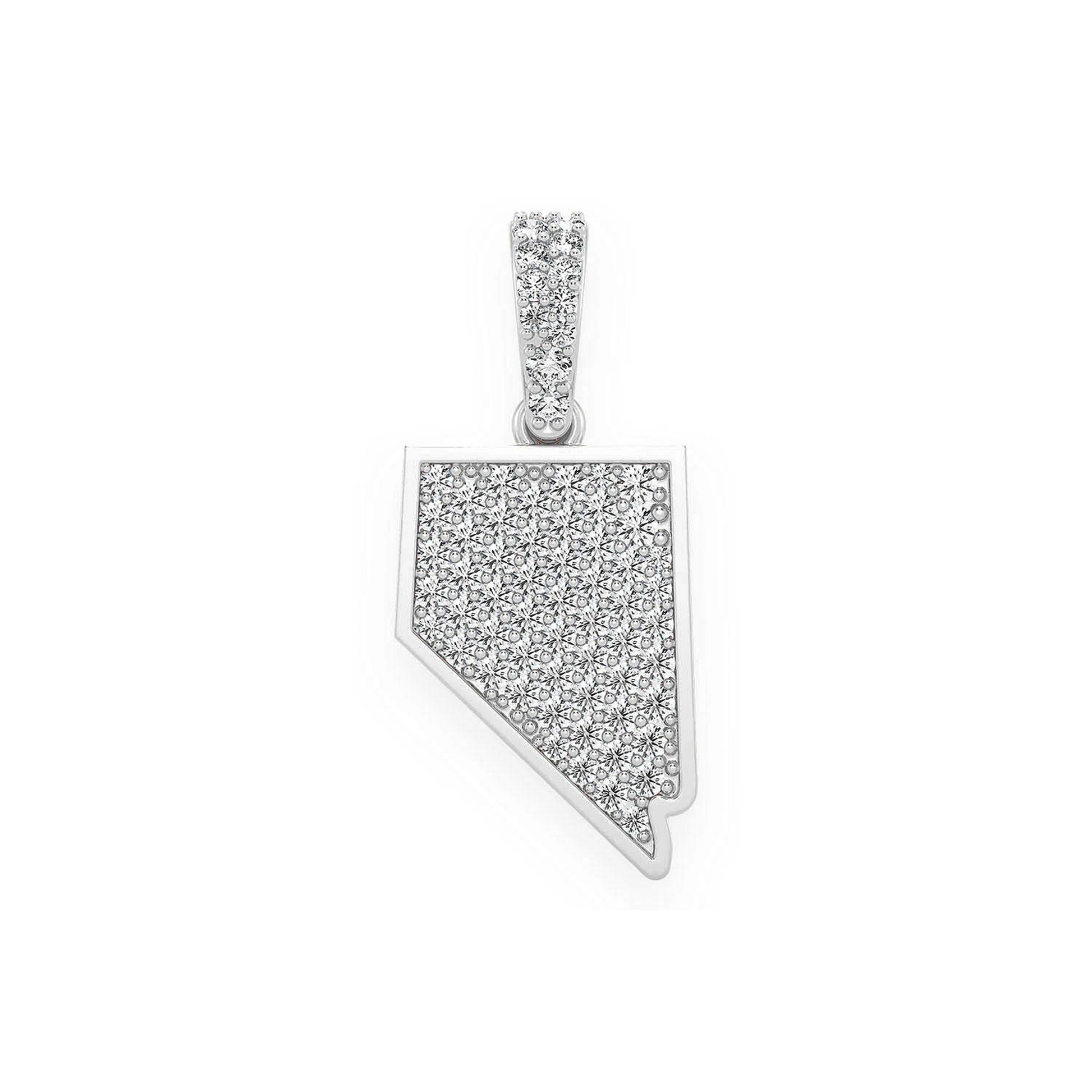 US State Diamond Pendant in 14K white gold, Nevada design, front view