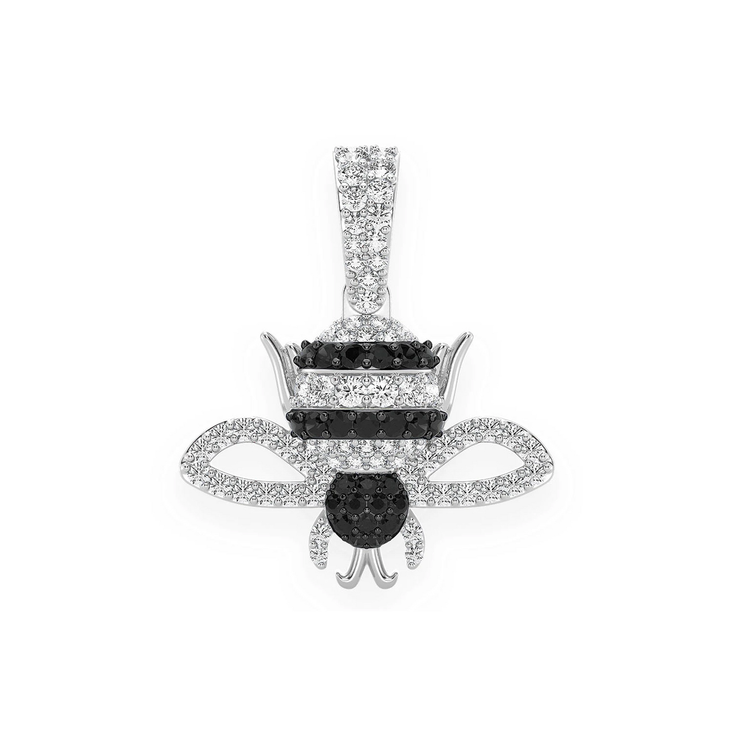 Bumble Bee Diamond Pendant in 14K white gold, front view