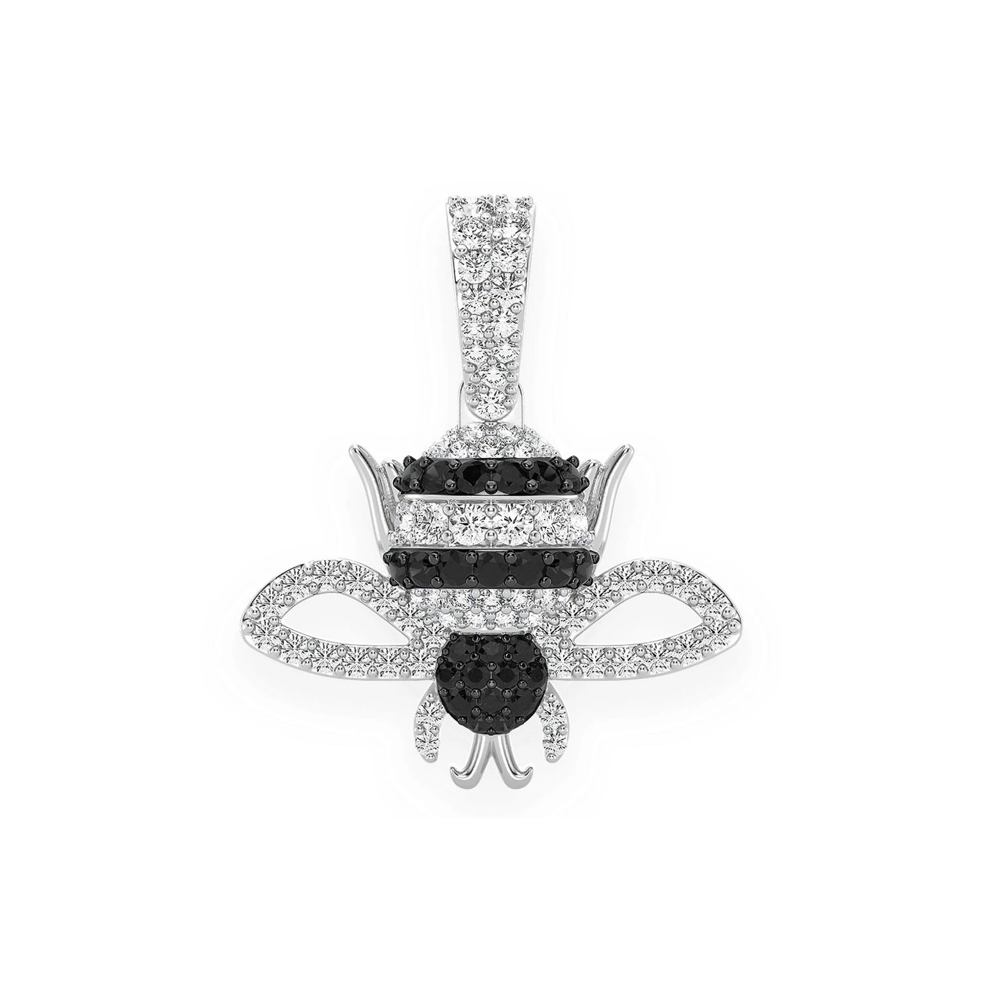 Bumble Bee Diamond Pendant in 14K white gold, front view