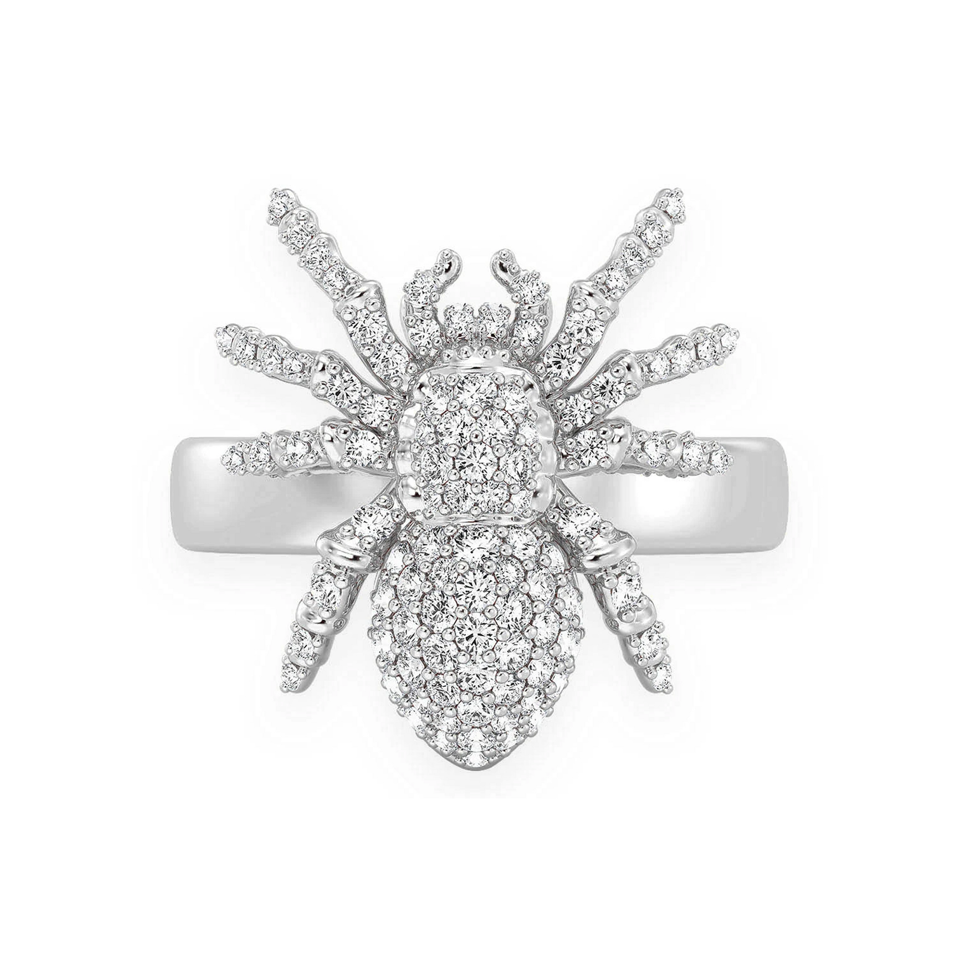 Spider Diamond Ring in 14K white gold, front view