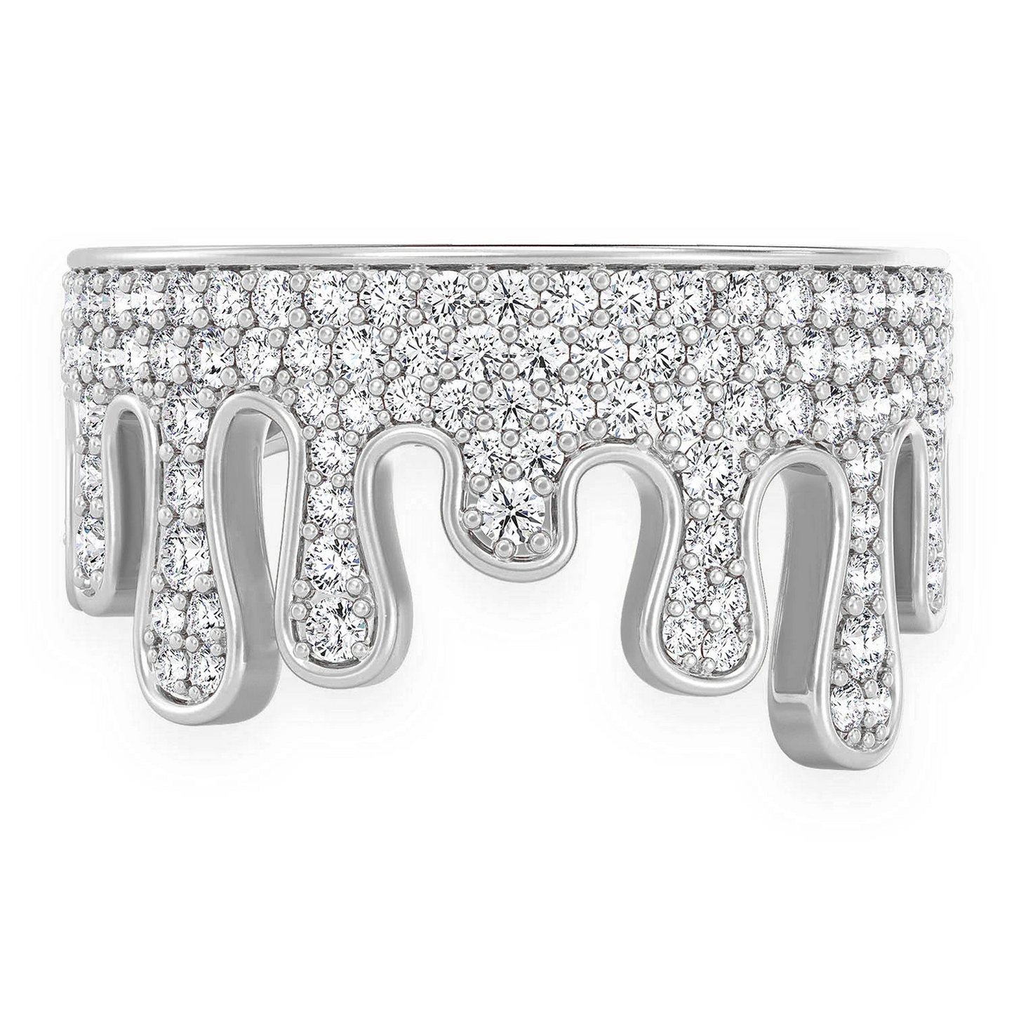 Diamond Drip Ring in 14K white gold, 1.40ctw, front view