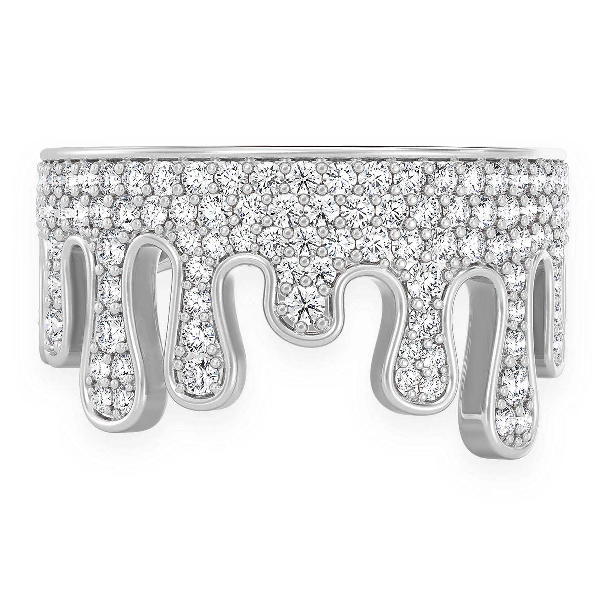 Diamond Drip Ring in 14K white gold, 1.40ctw, front view