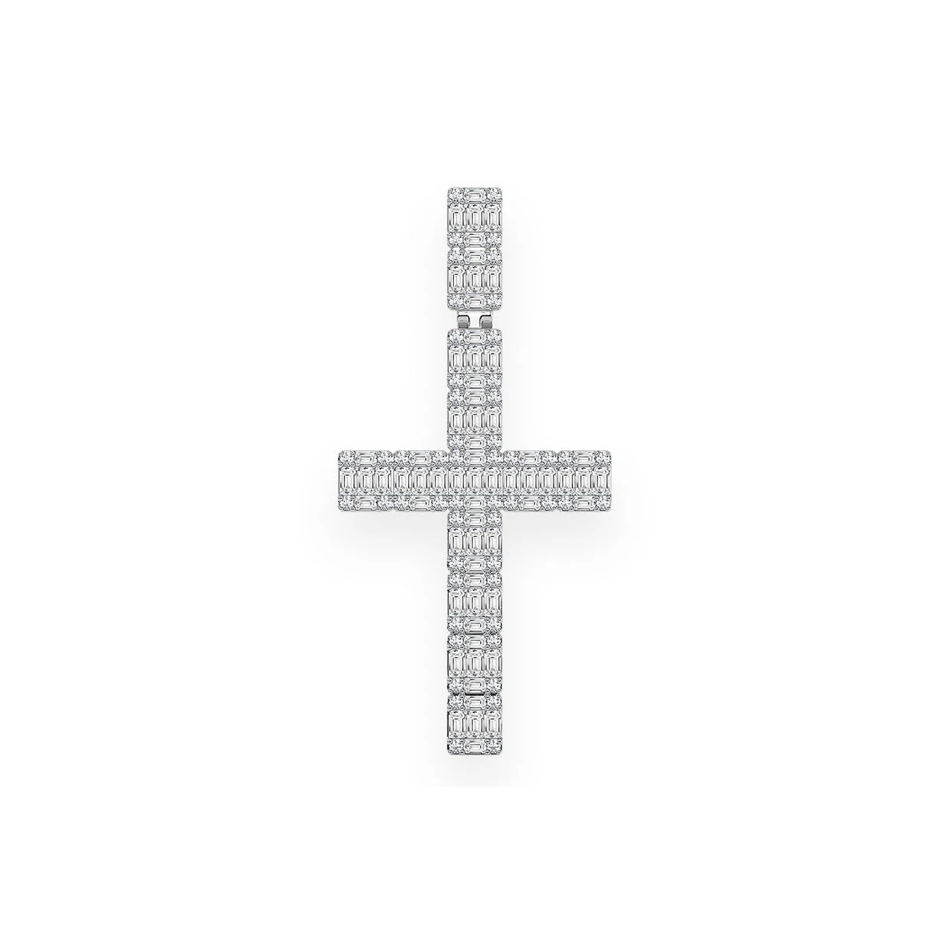 Royal Baguette Cross in 14K white gold, front view