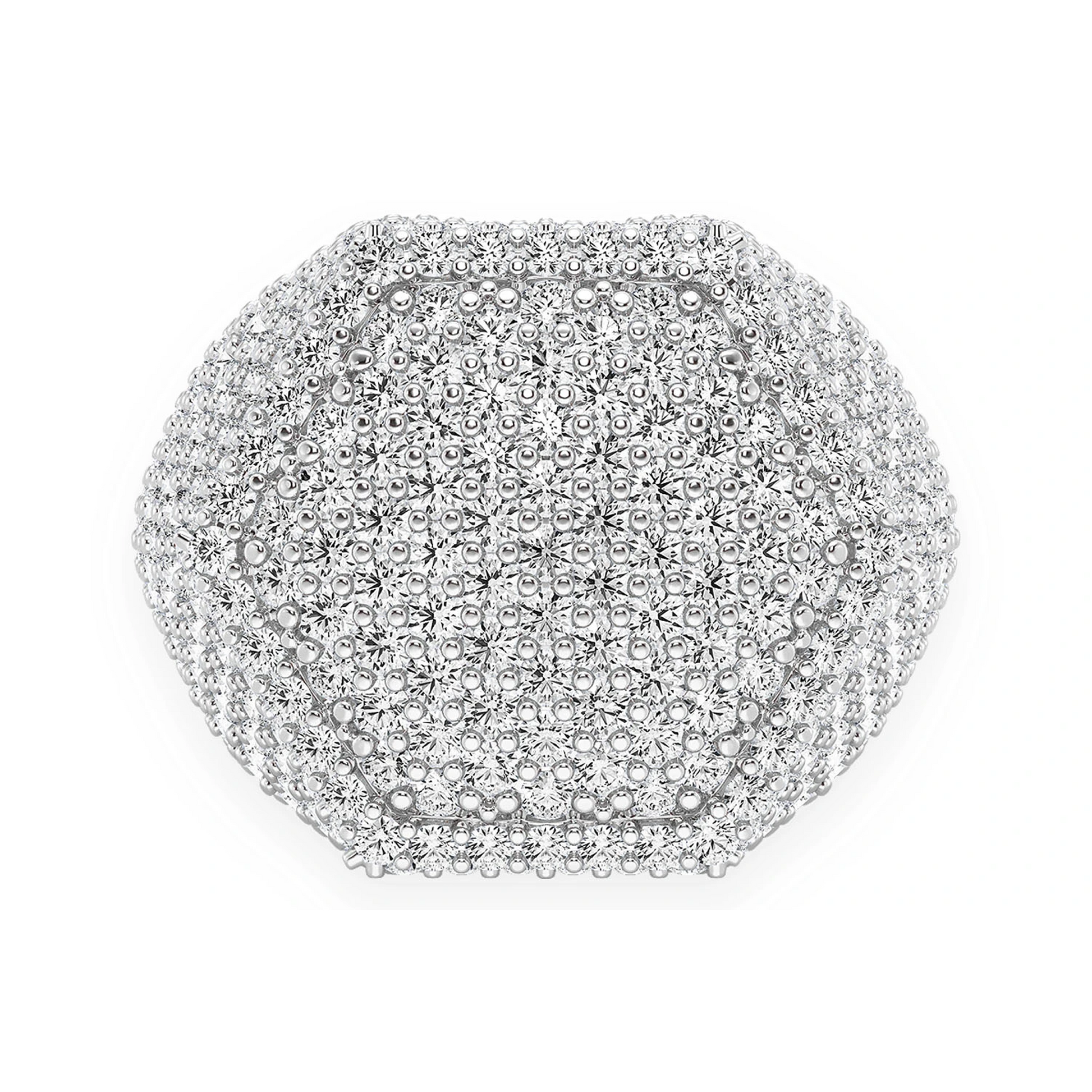 Hexagon Diamond Signet Ring in 14K white gold, front view