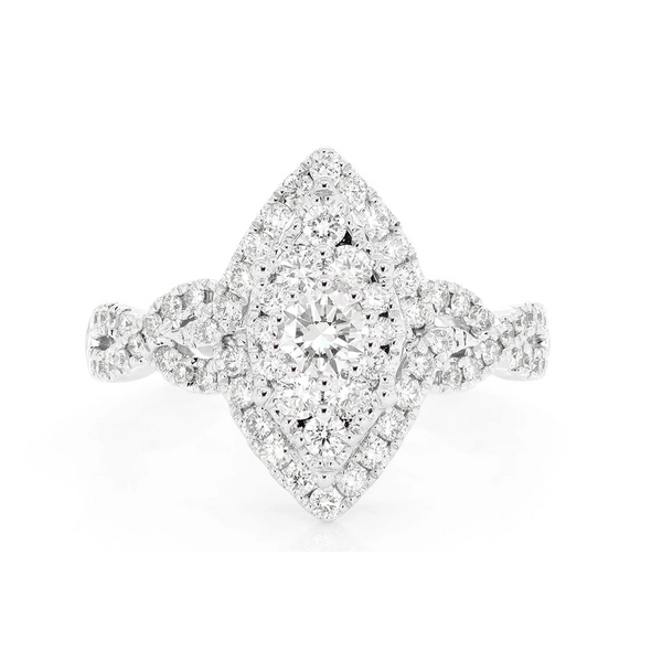 Round Marquise Halo Cluster Diamond Ring