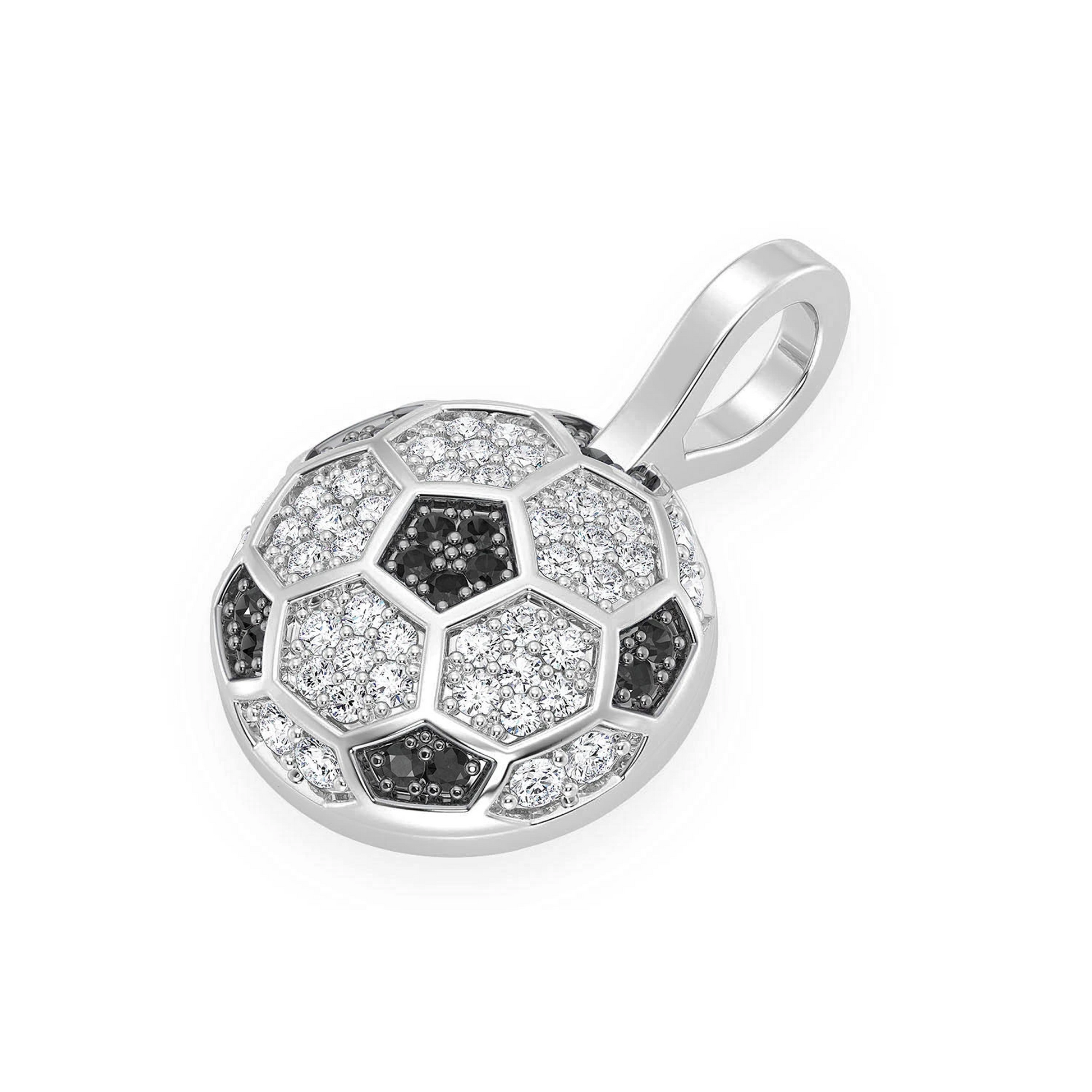 Soccer Ball Diamond Pendant in 14K white gold, detail view
