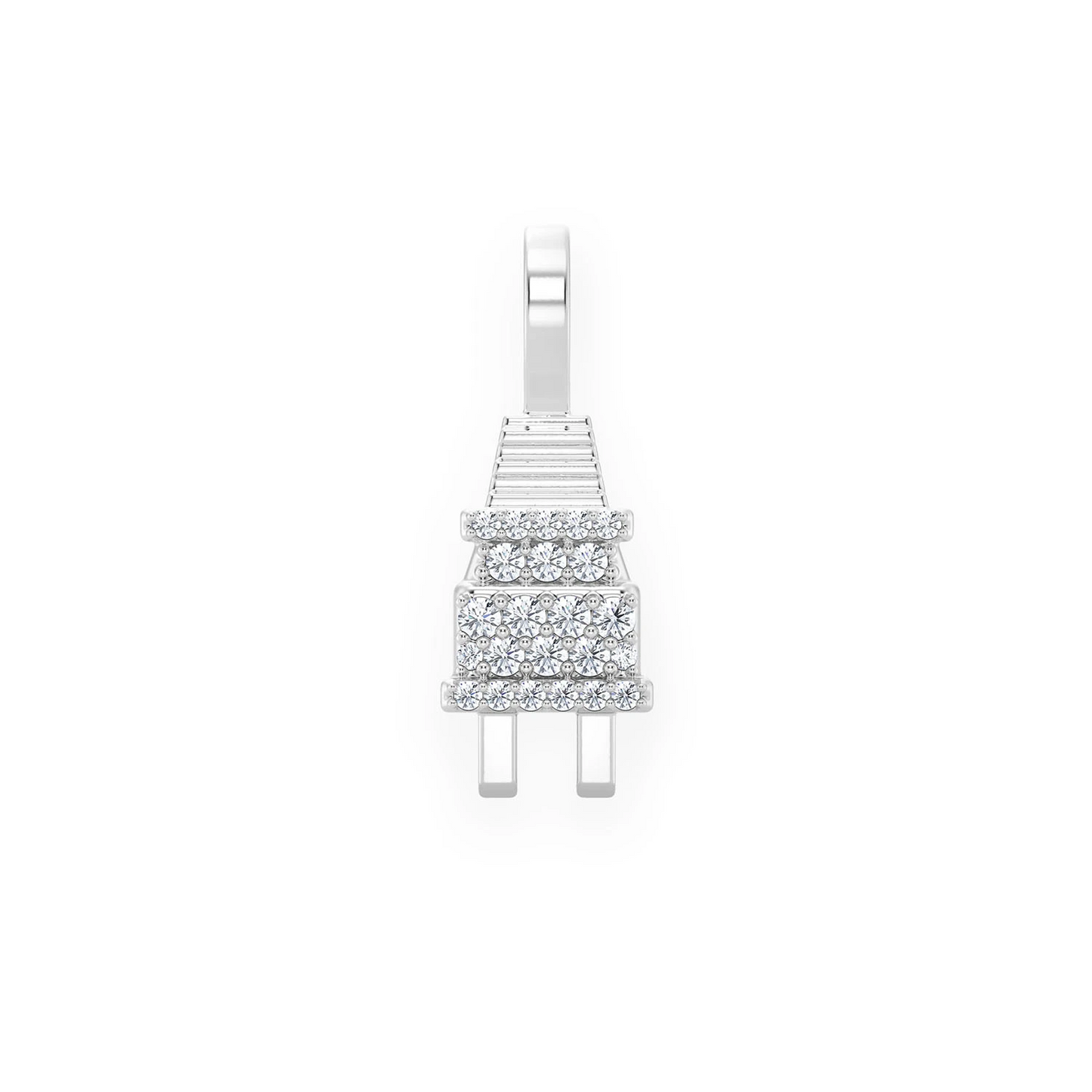 Plug Diamond Pendant in 14K white gold, Signature | 0.10ctw, front view