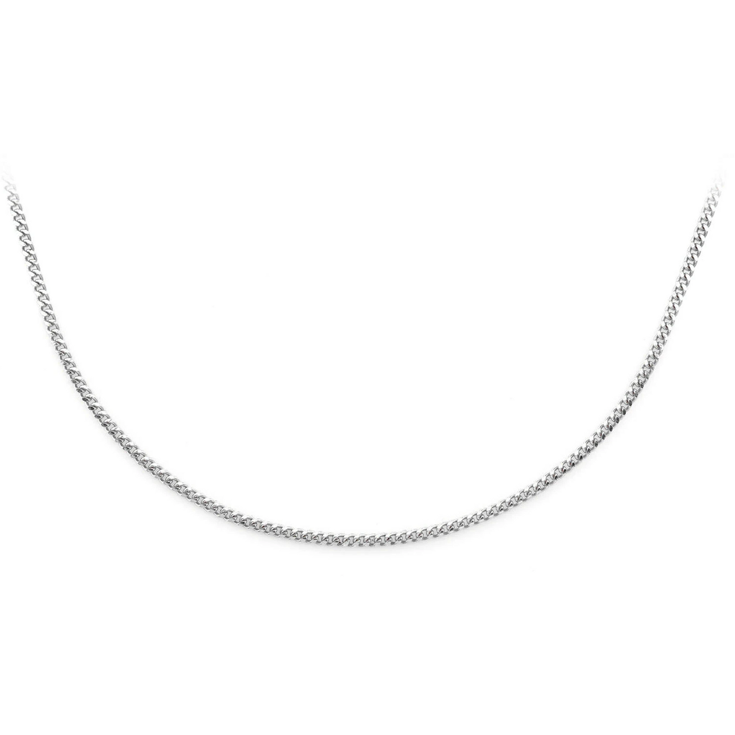 Miami Cuban Gold Chain in 14K white gold, 1mm width, front view