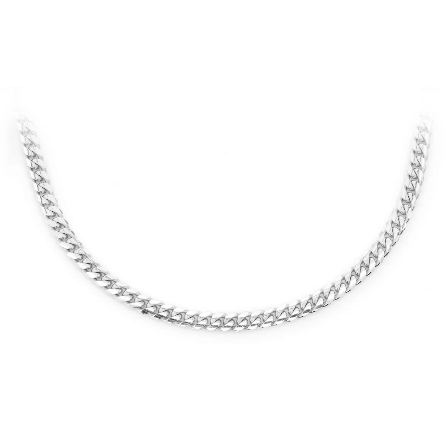 Miami Cuban Gold Chain in 14K white gold, 3mm width, front view