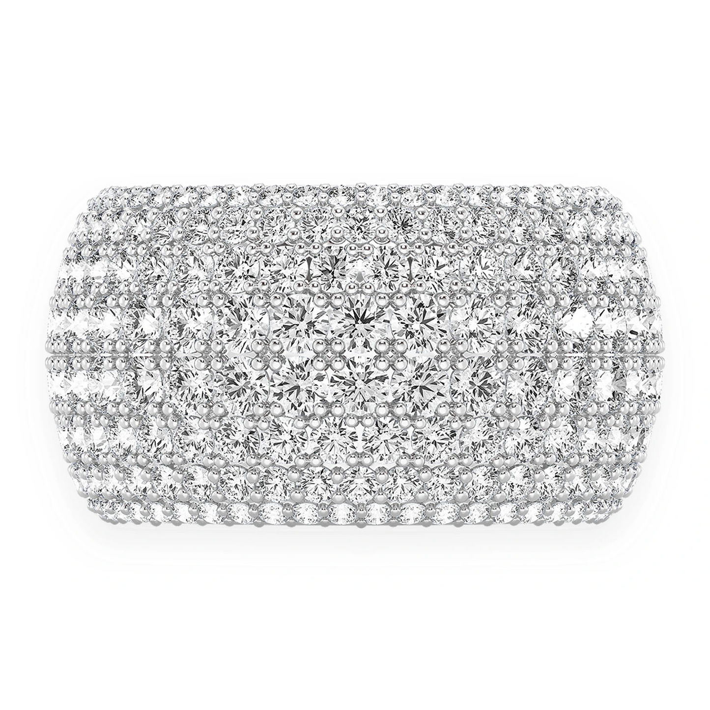 Eight Row Wide Shape Band Ring in 14K white gold, front view