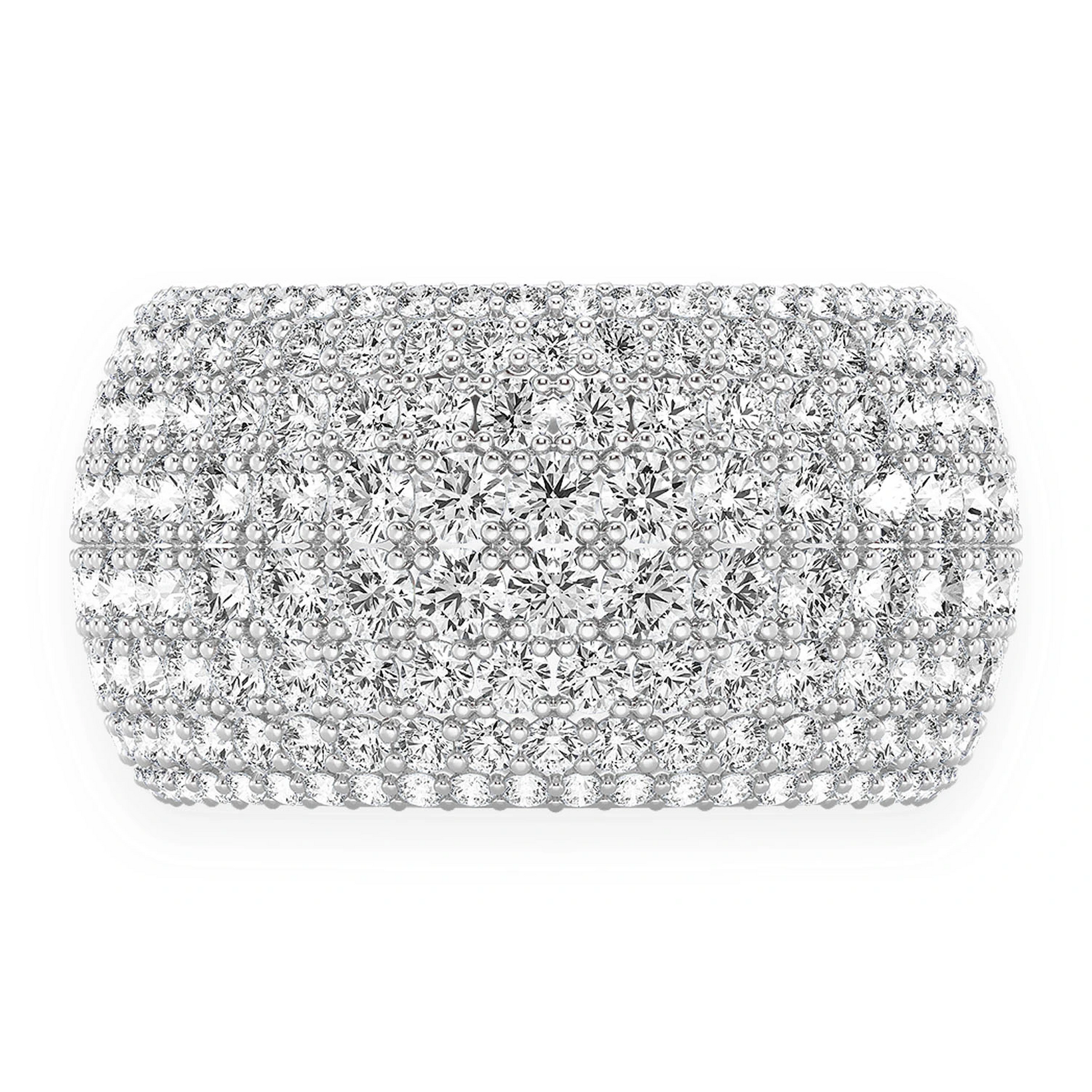 Eight Row Wide Shape Band Ring in 14K white gold, front view