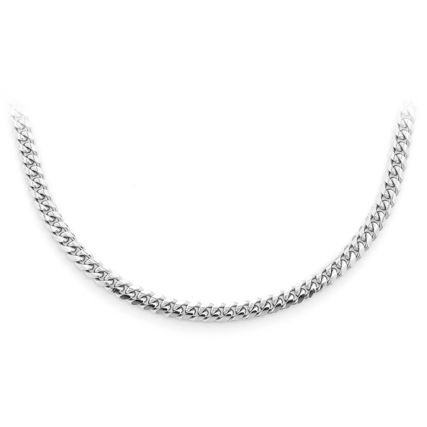 Miami Cuban Gold Chain in 14K white gold, 3.5mm width, front view