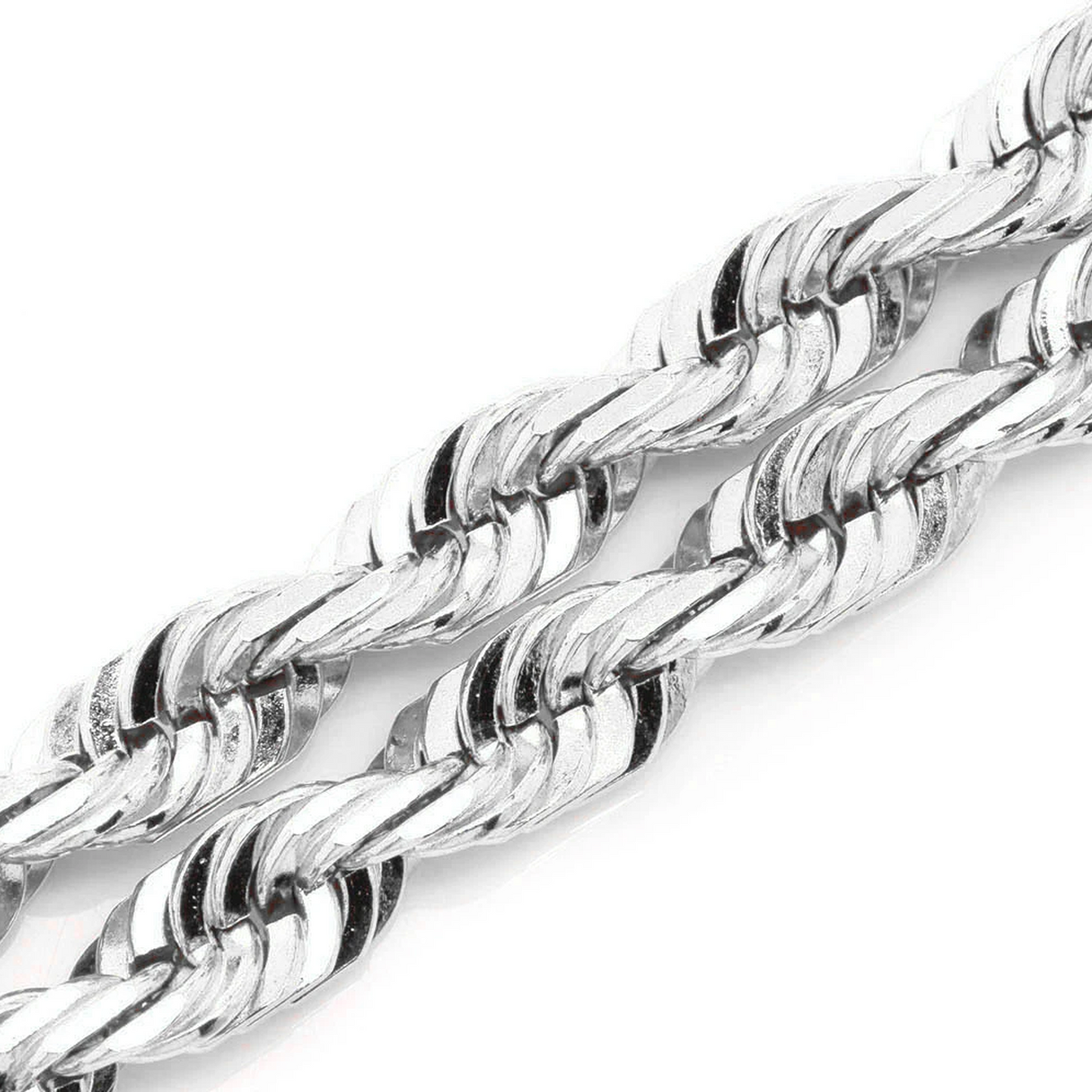 Rope Gold Chain in 14K white gold, 5.5mm width, detail view