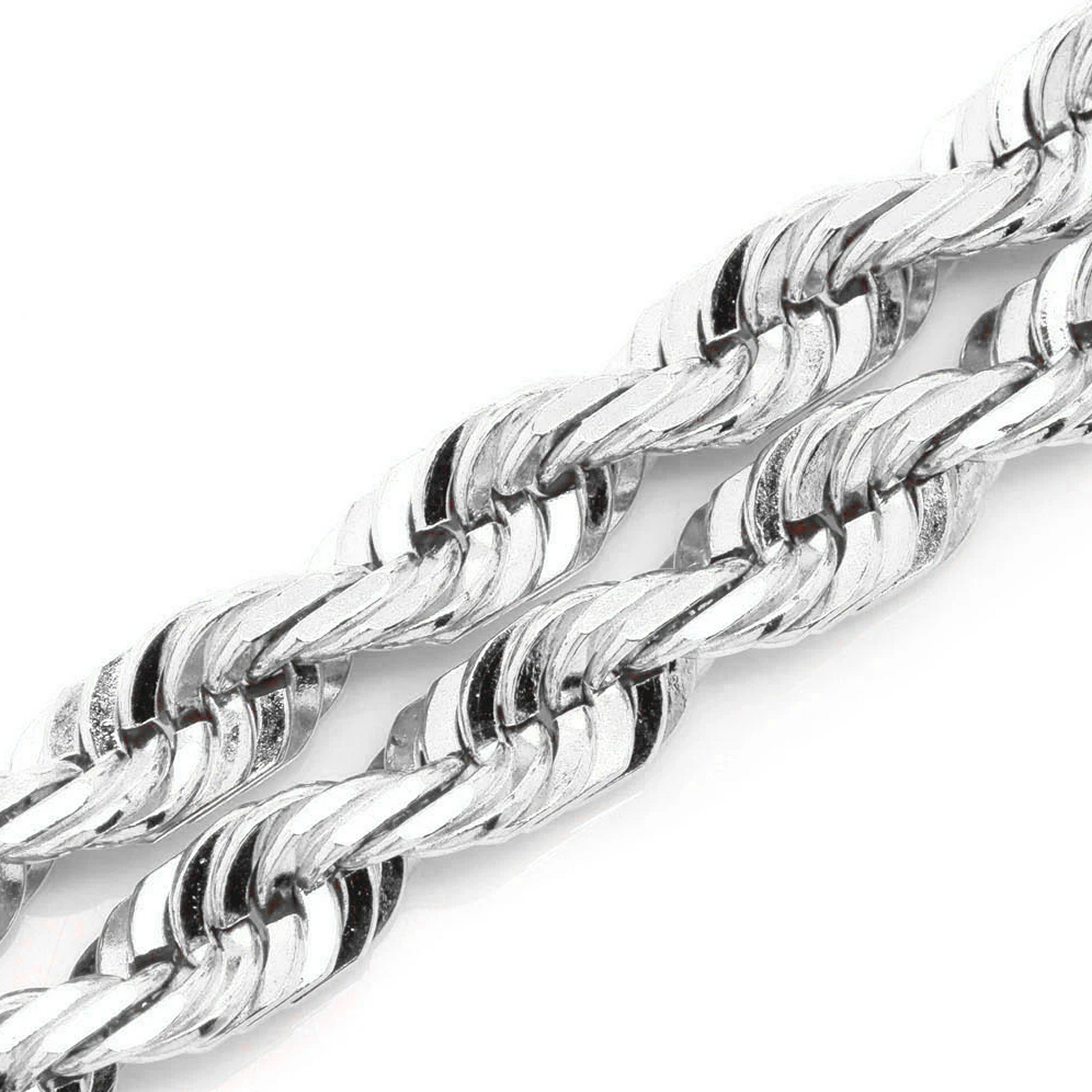 Rope Gold Chain in 14K white gold, 5.5mm width, detail view