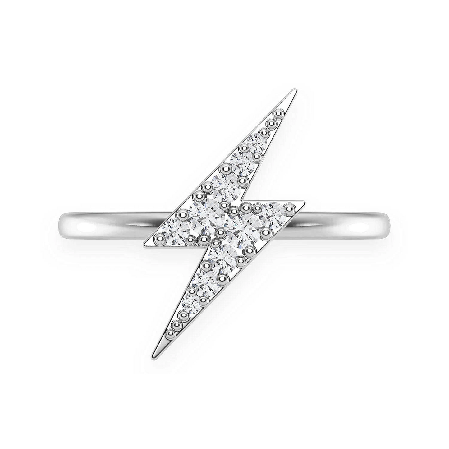 Lightning Bolt Diamond Ring in 14K white gold, front view