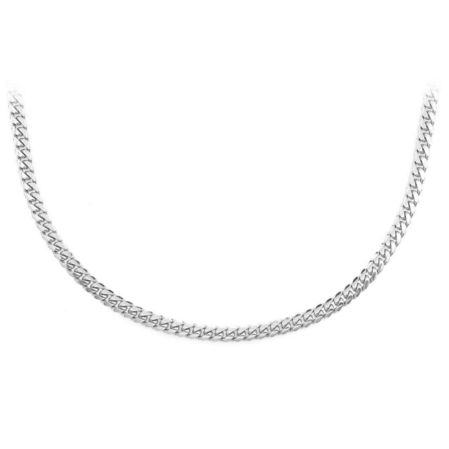 Miami Cuban Gold Chain in 14K white gold, 2.75mm width, front view
