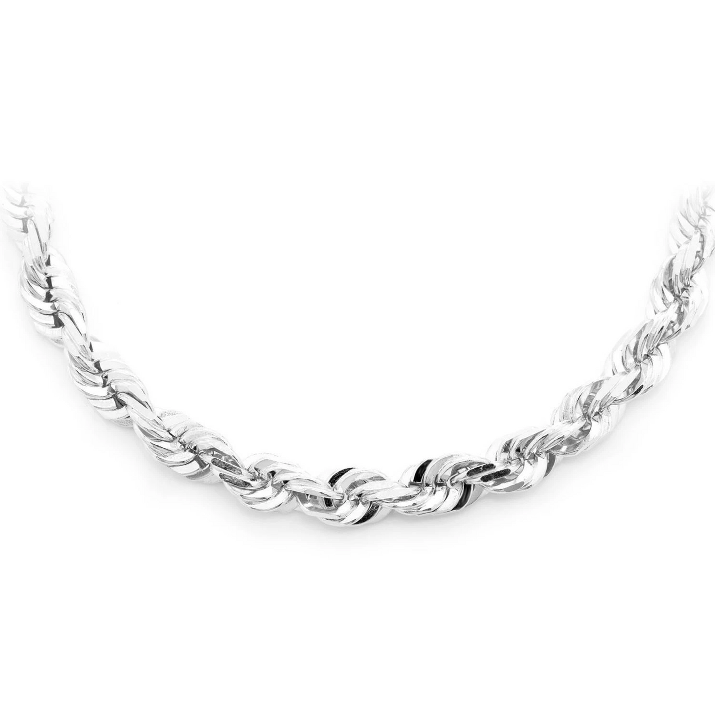 Rope Gold Chain in 14K white gold, 6mm width, front view
