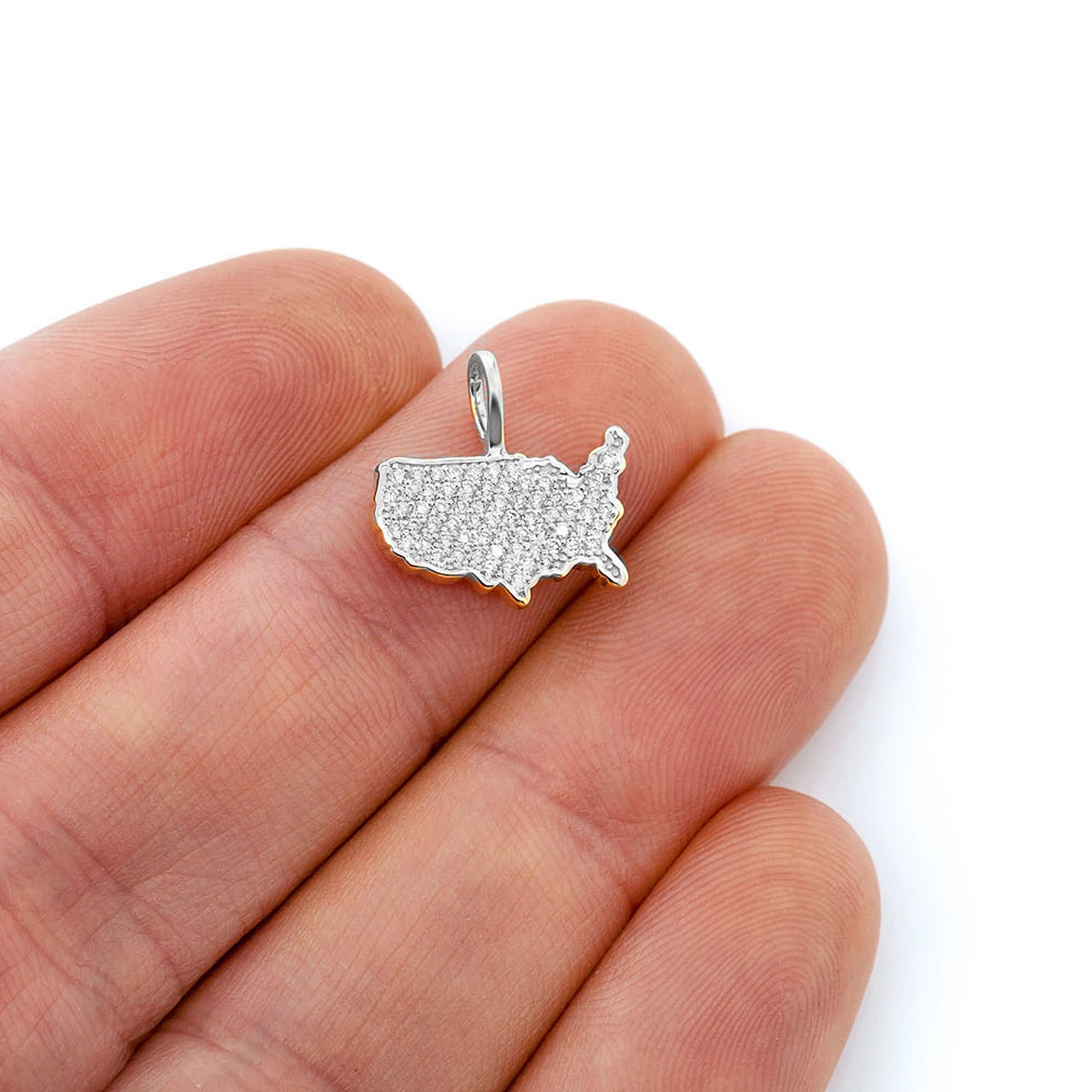 USA Diamond Pendant in 14K white gold, angled view
