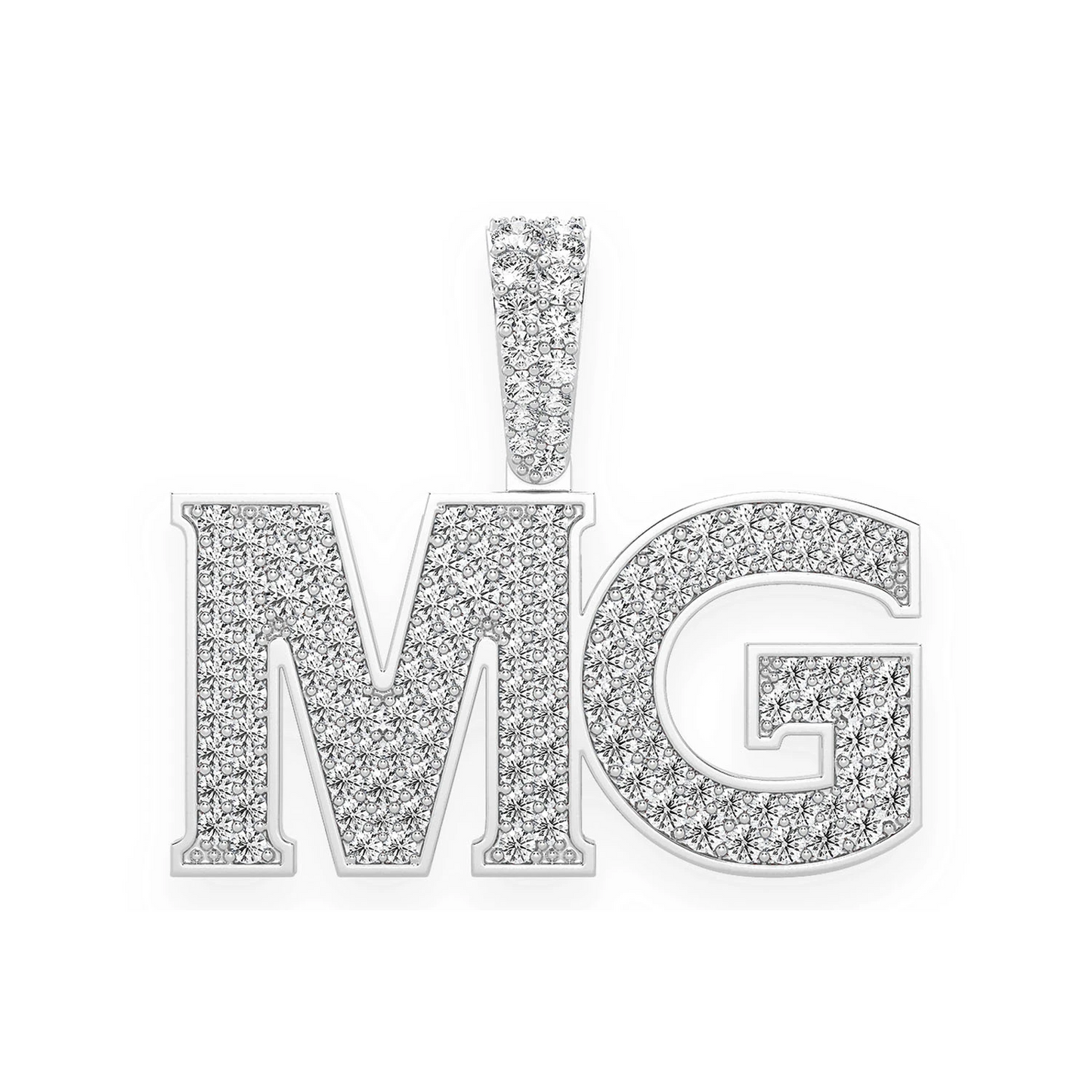 Heavy Serif Letter Pendant in 14K white gold, front view