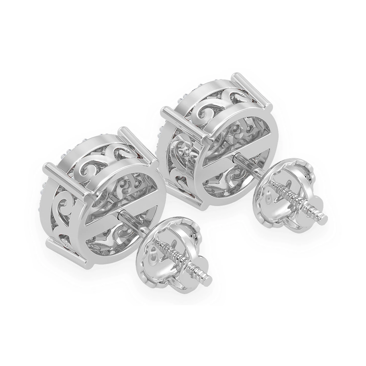 Mosaic Diamond Studs in 14K white gold, 3.00ctw, detail view