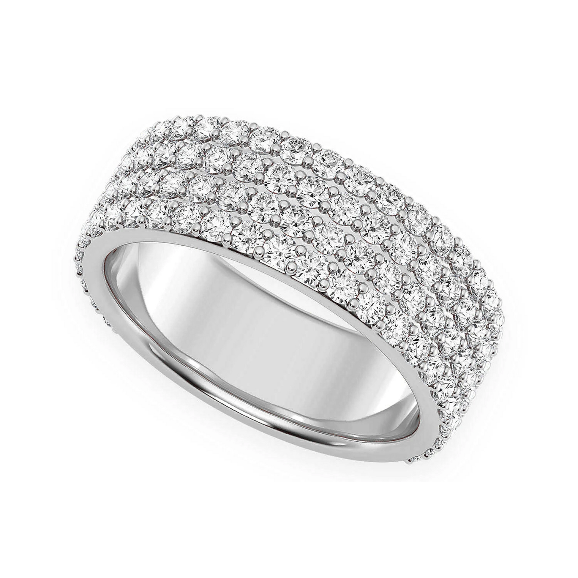 Four Row Band Ring in 14K white gold, angled view