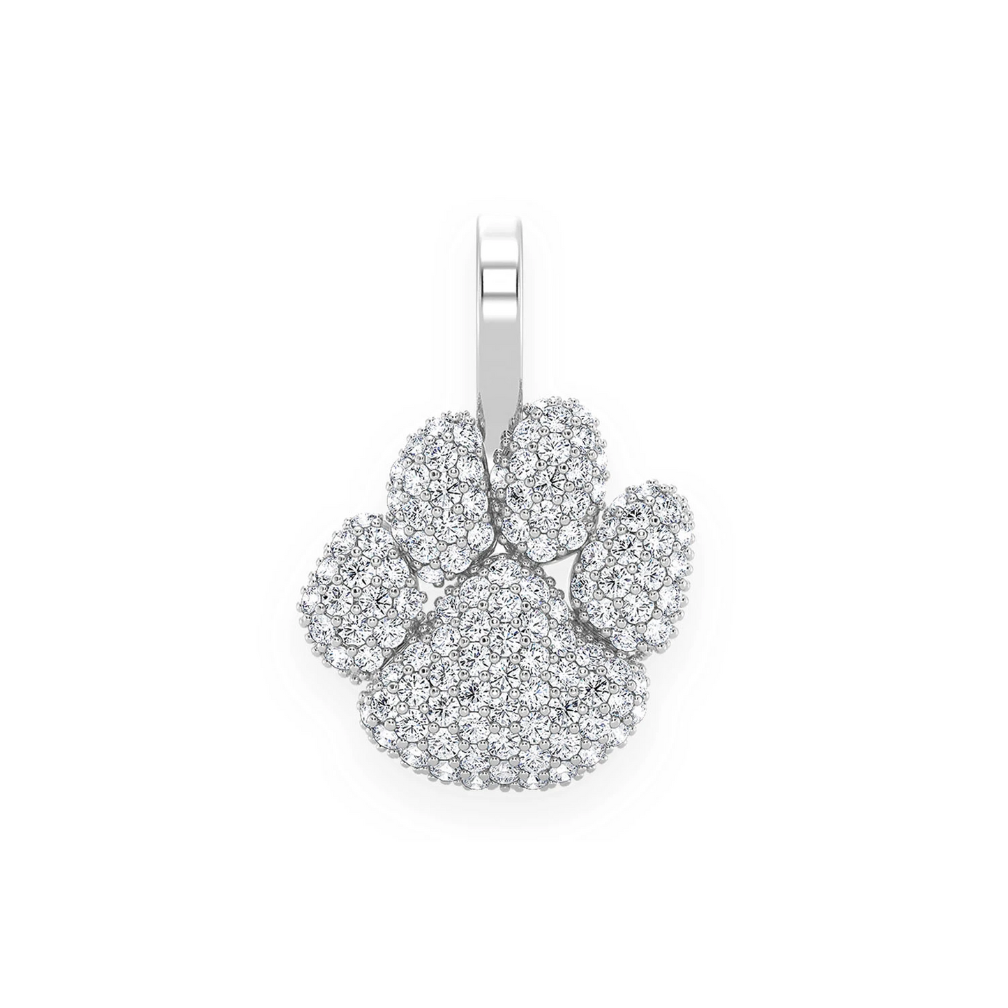 Dog Paw Diamond Pendant in 14K white gold, front view