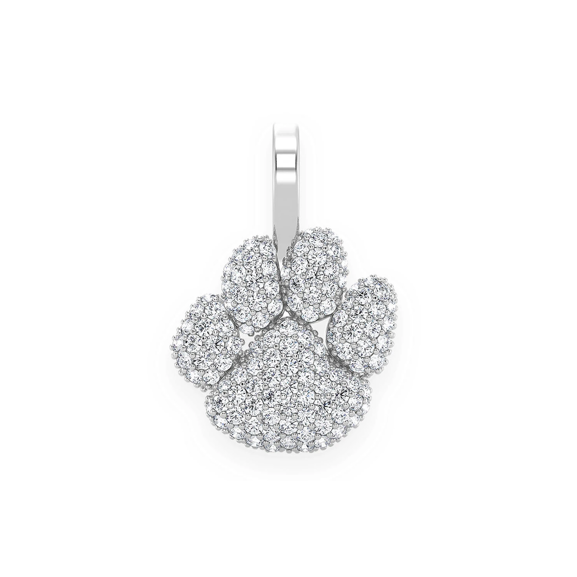 Dog Paw Diamond Pendant in 14K white gold, front view