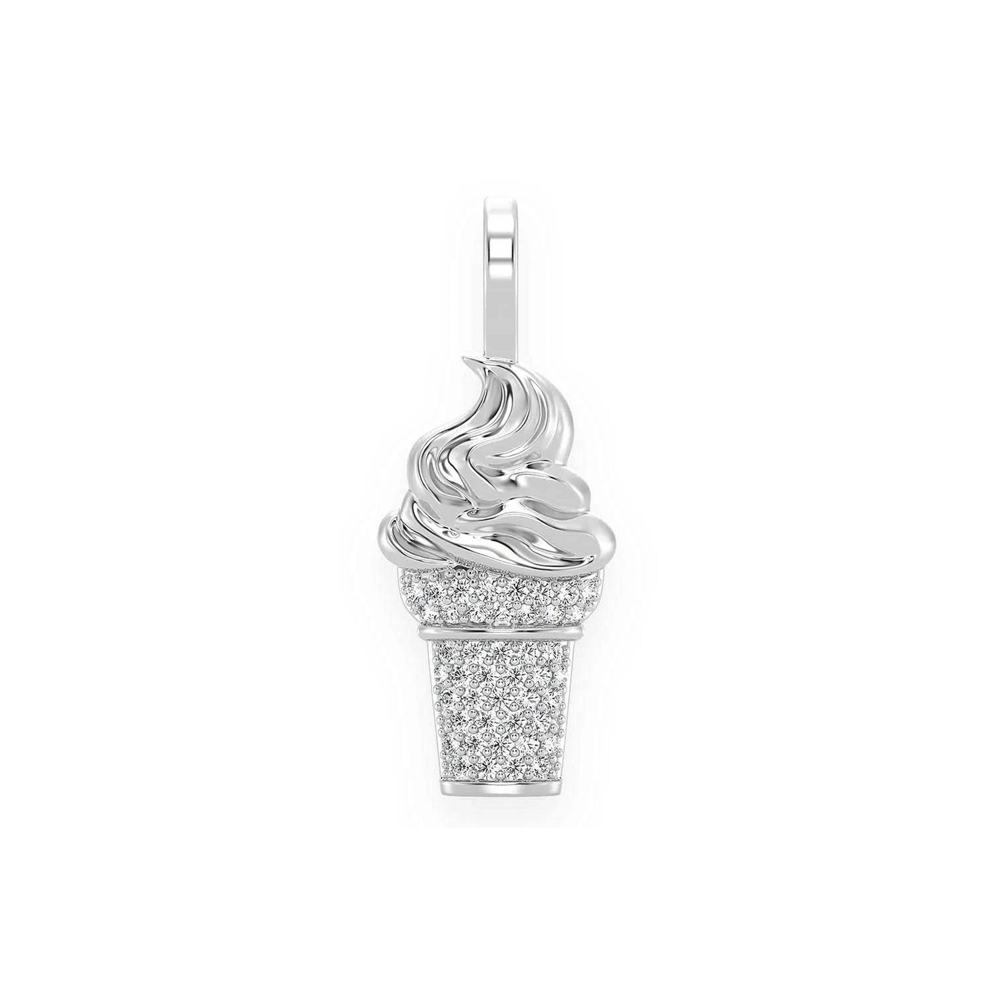Ice Cream Diamond Pendant in 14K white gold, front view