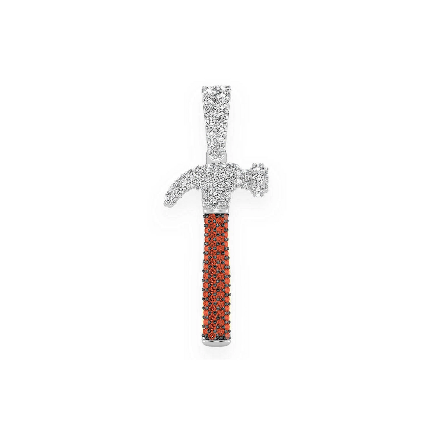 Hammer Diamond Pendant in 14K white gold, front view
