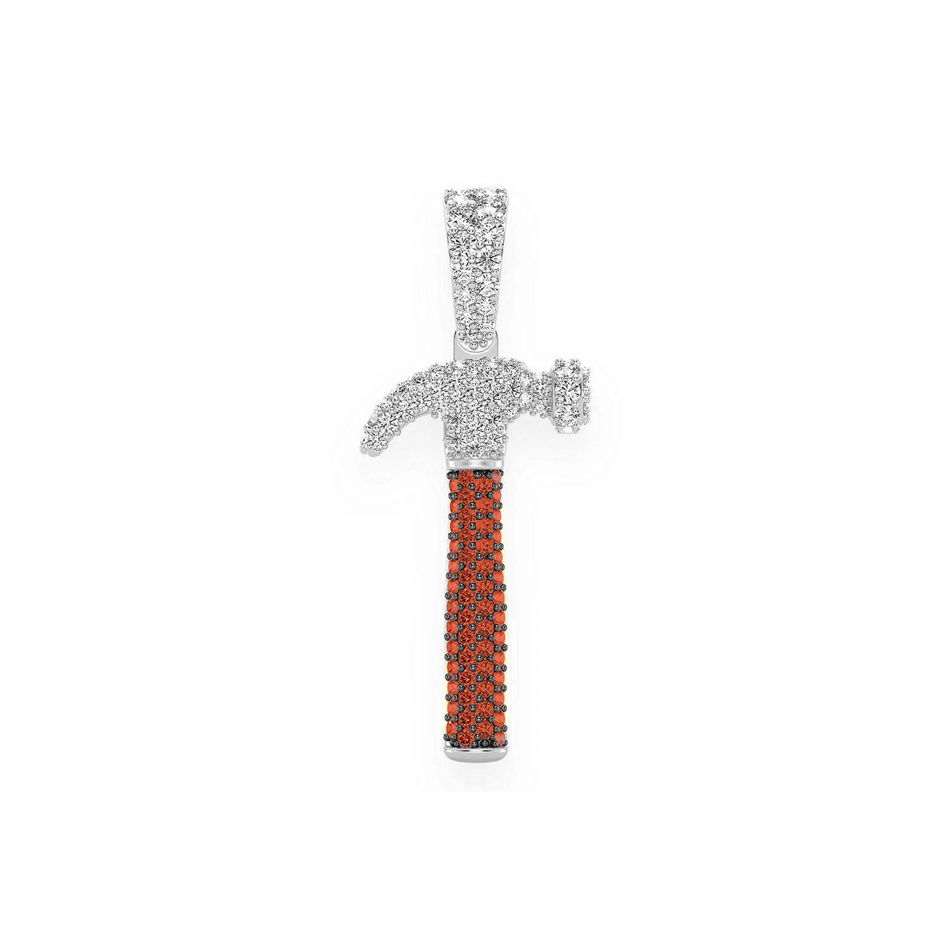 Hammer Diamond Pendant in 14K white gold, front view