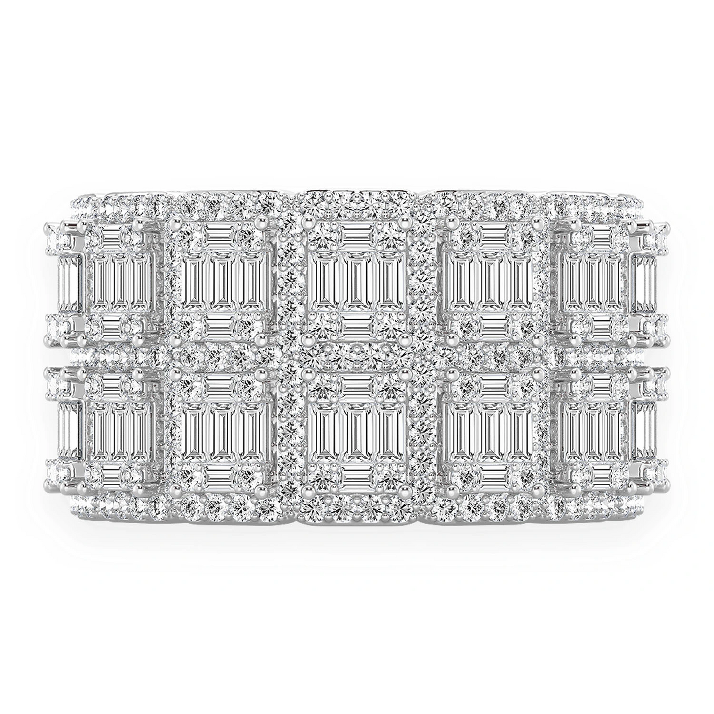 Baguette Border Diamond Ring in 14K white gold, front view