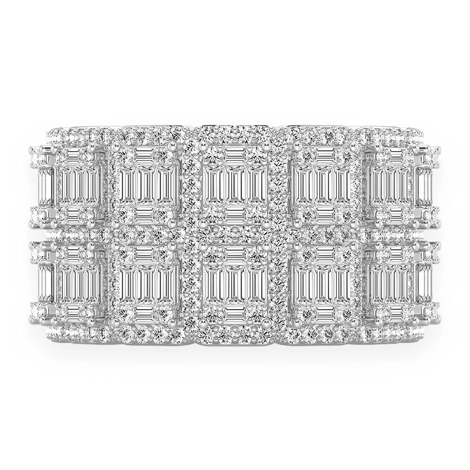 Baguette Border Diamond Ring in 14K white gold, front view