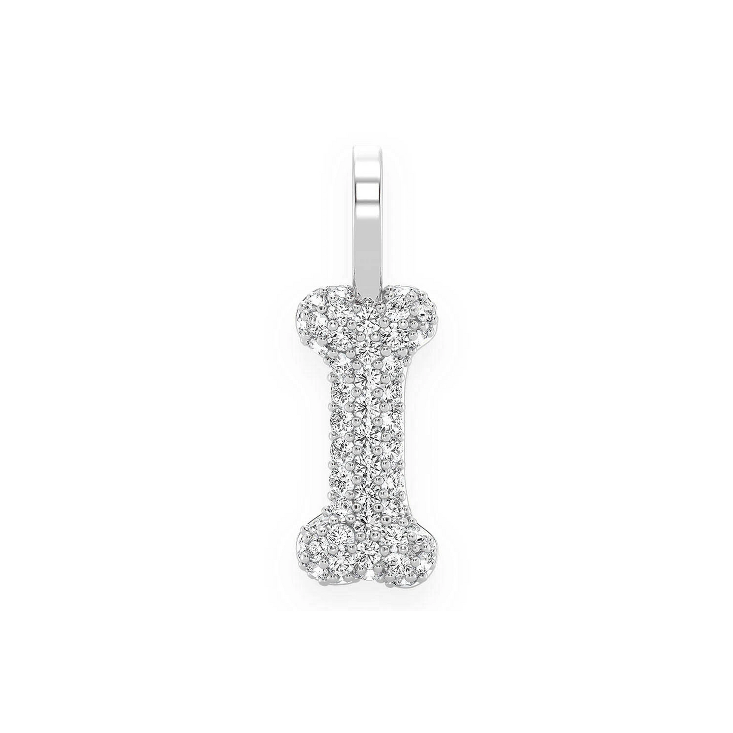 Dog Bone Diamond Pendant in 14K white gold, front view