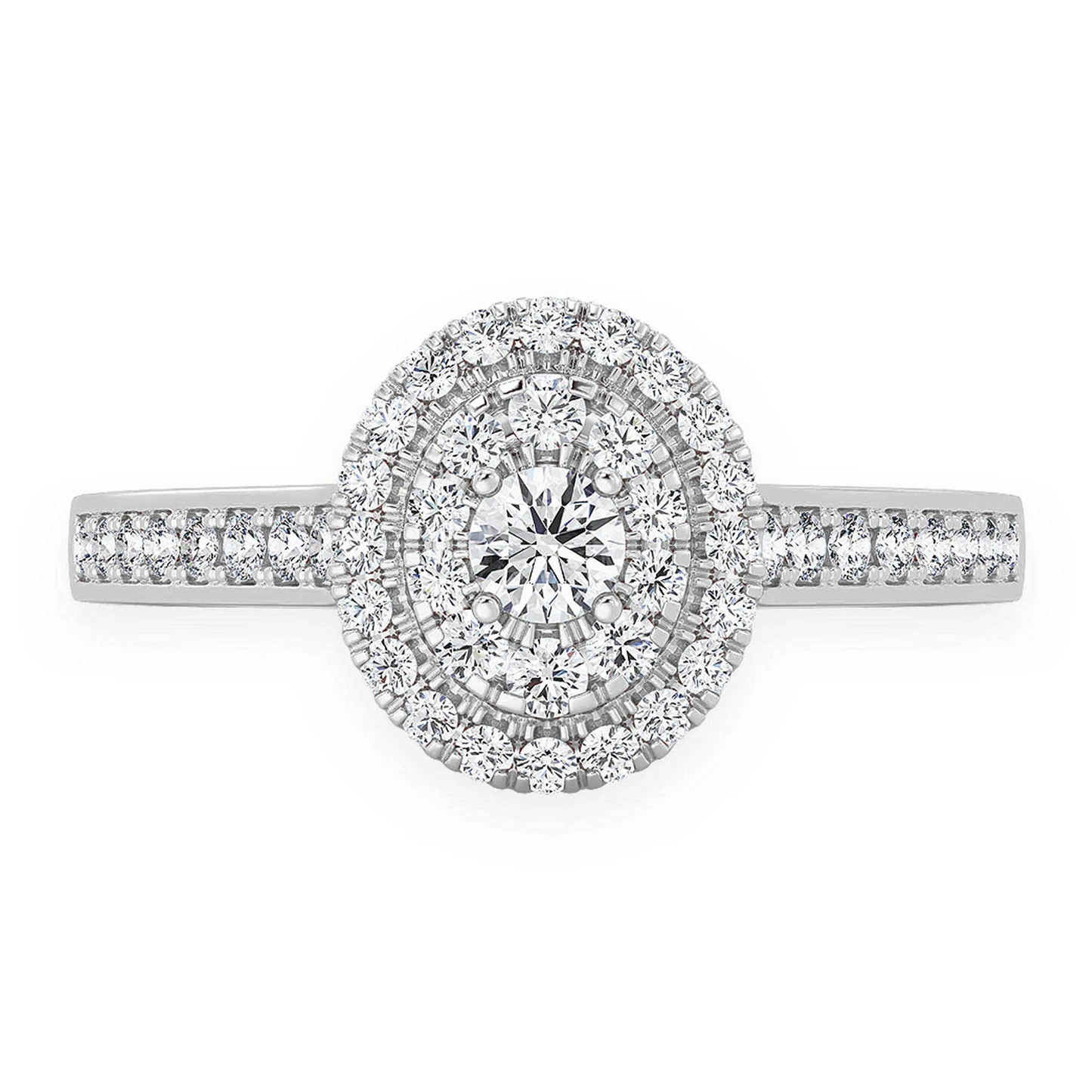 Oval Diamond Engagement Ring in 14K white gold, front view