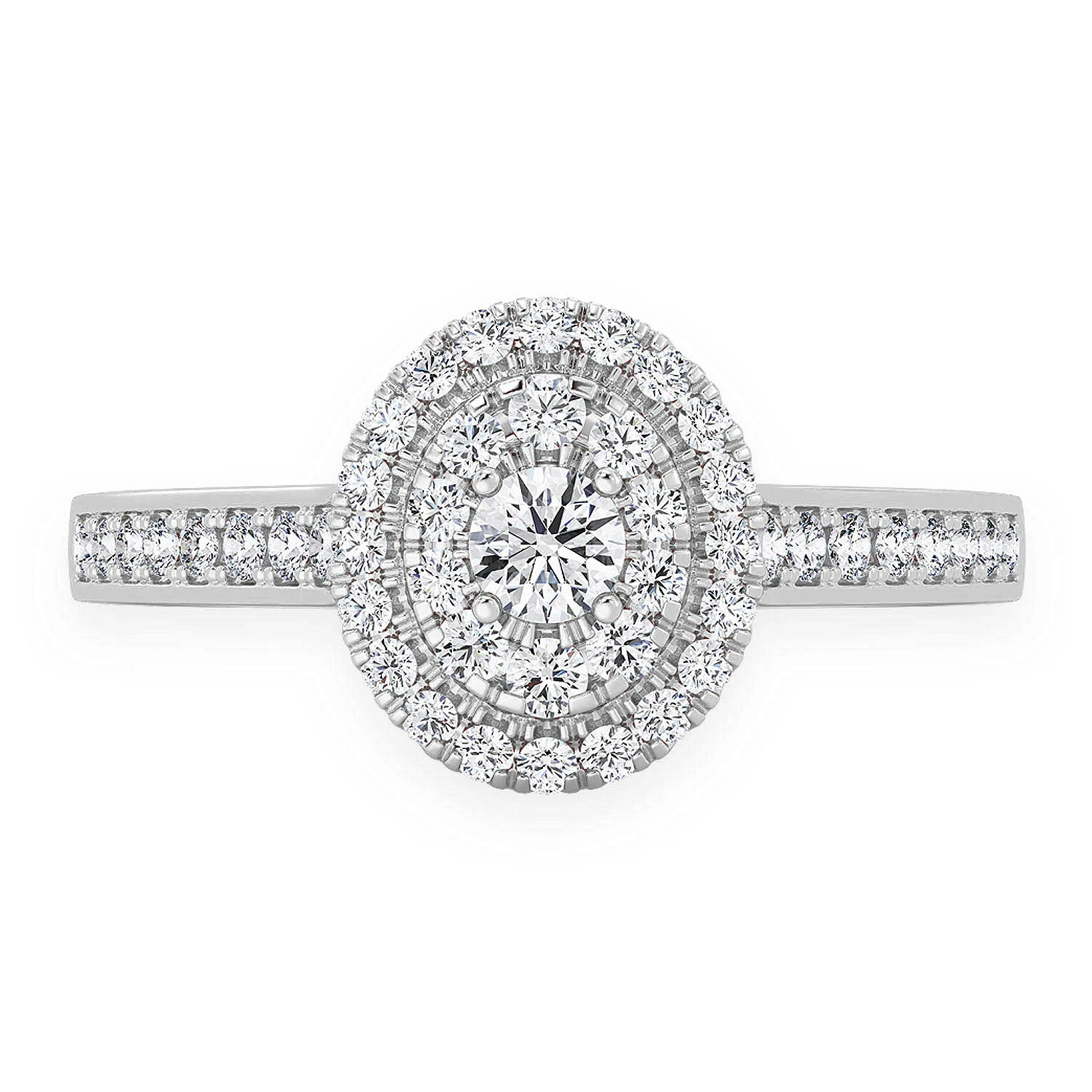 Oval Diamond Engagement Ring in 14K white gold, front view