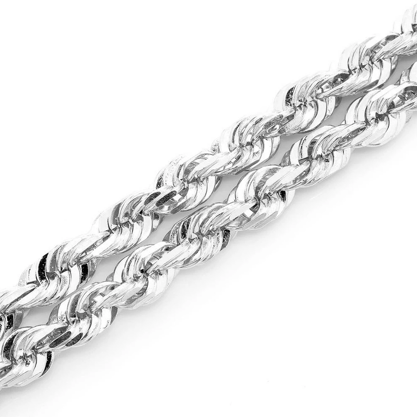 Rope Gold Chain in 14K white gold, 6mm width, detail view