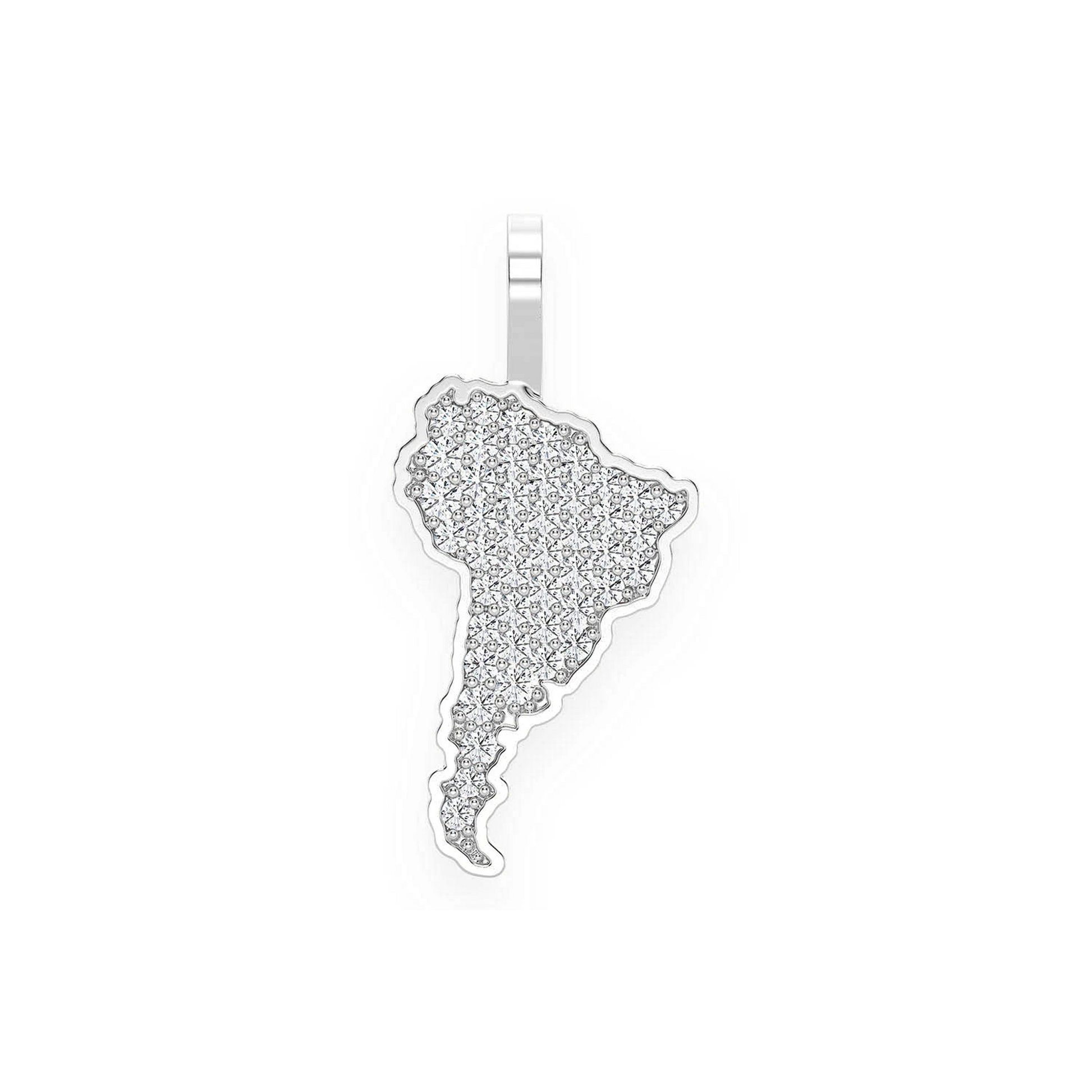 South America Diamond Pendant in 14K white gold, front view