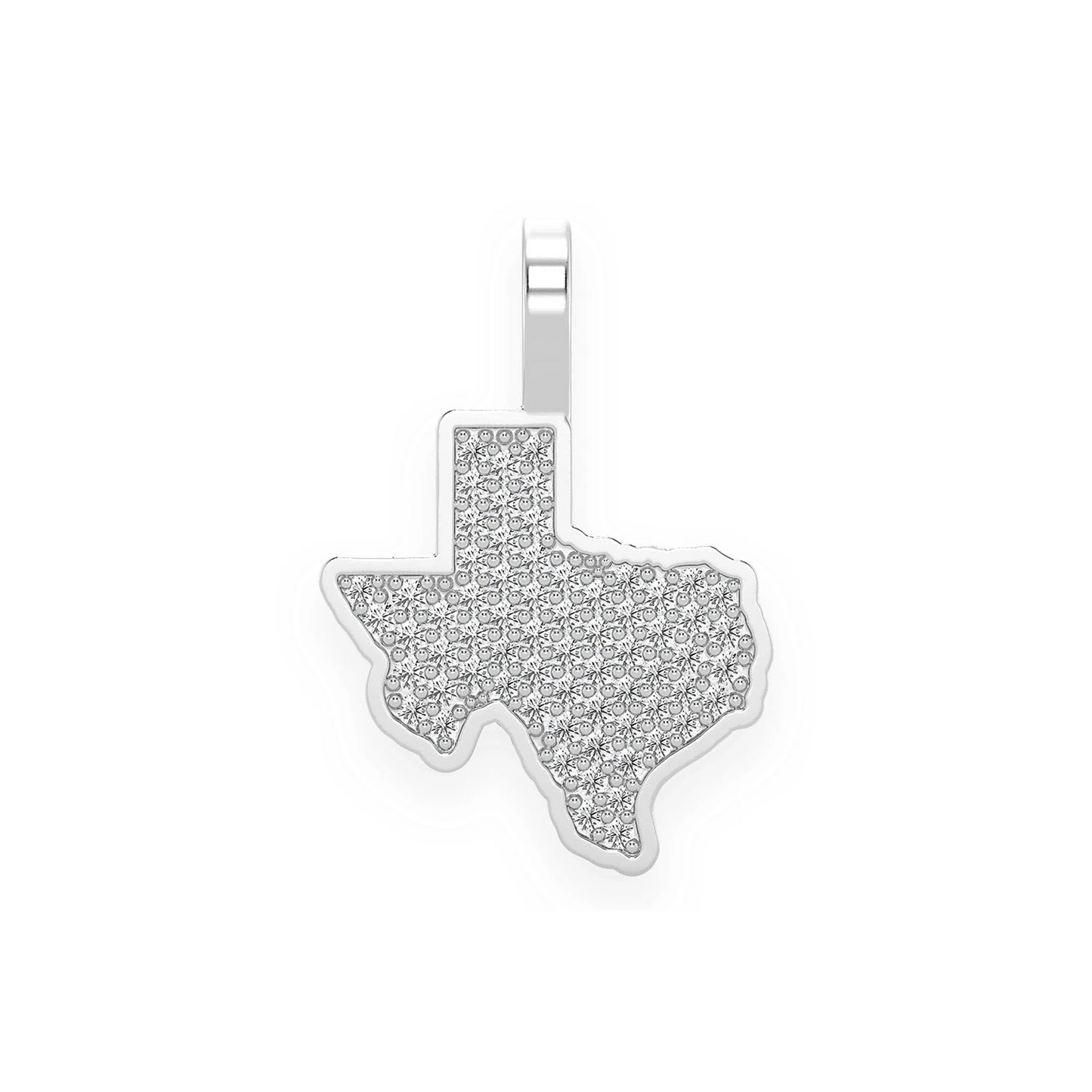 US State Diamond Pendant in 14K white gold, Texas design, front view