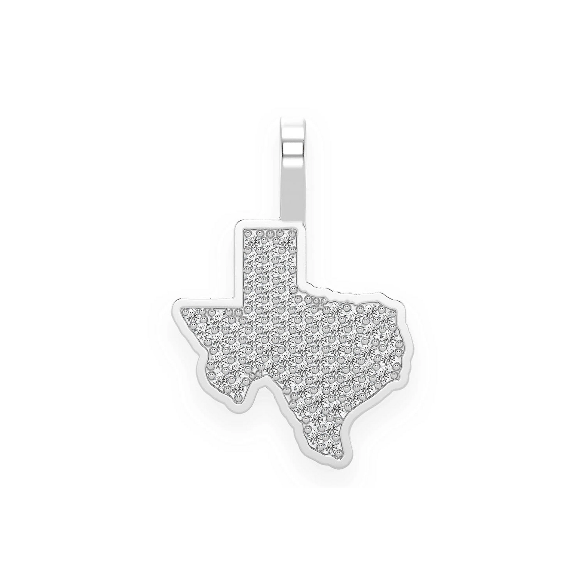 US State Diamond Pendant in 14K white gold, Texas design, front view