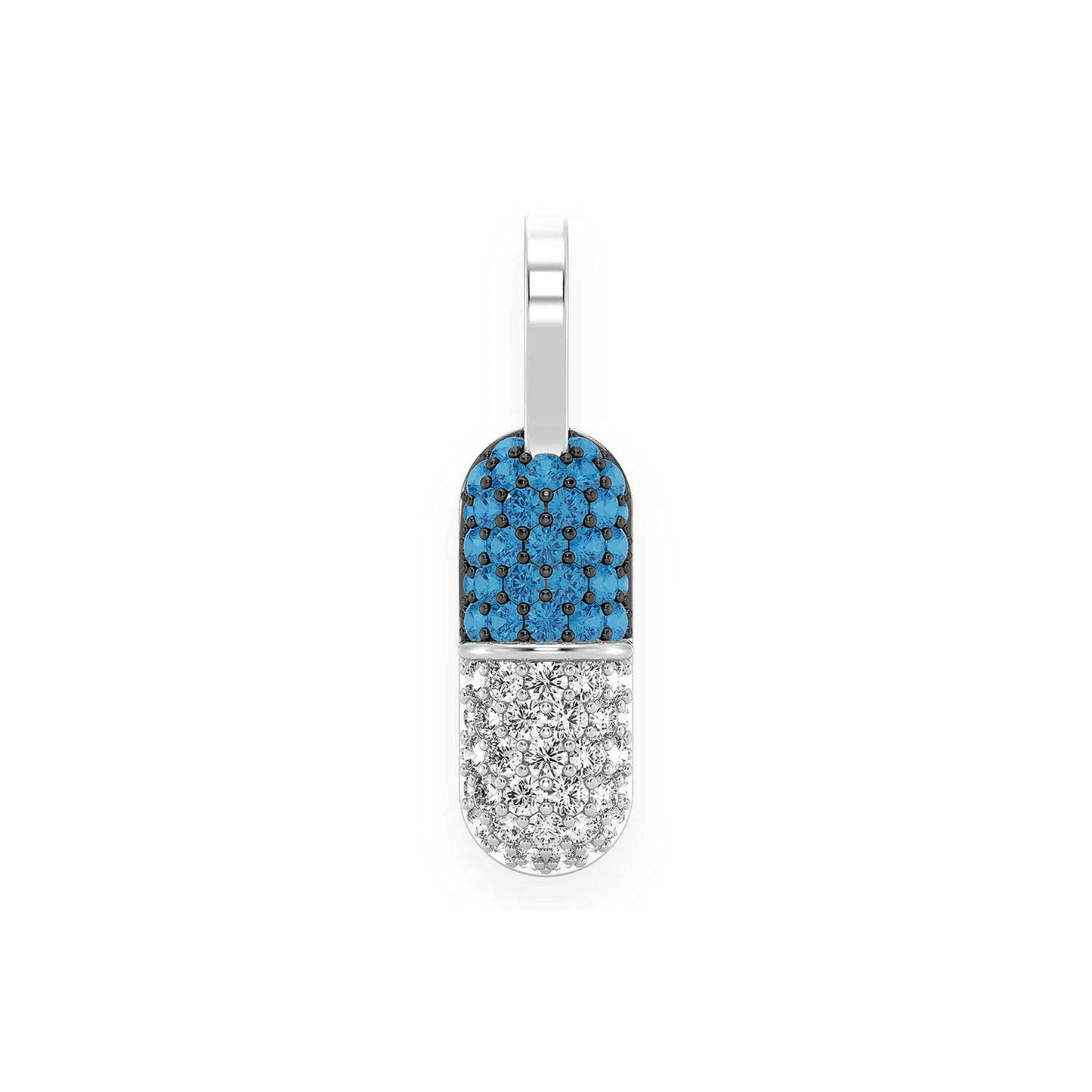 Blue Pill Diamond Pendant in 14K white gold, front view