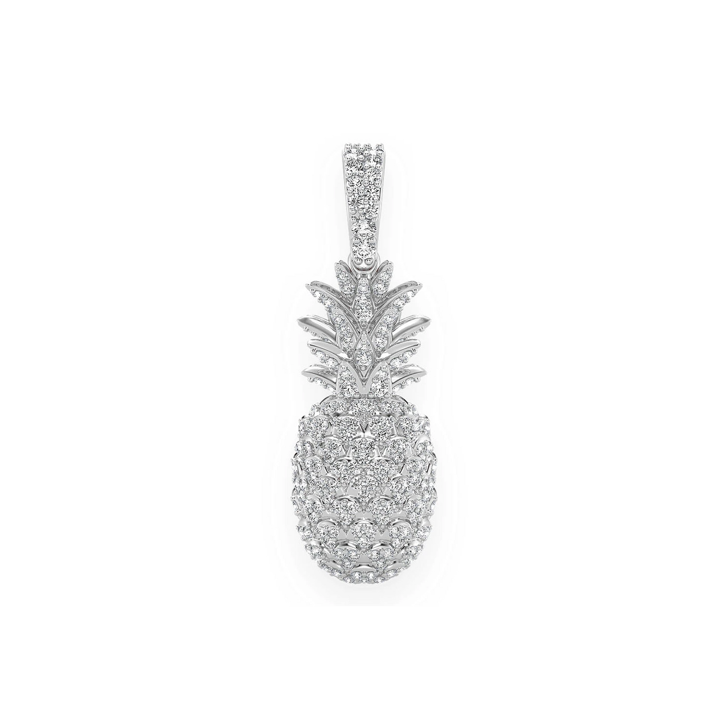 Pineapple Diamond Pendant in 14K white gold, front view