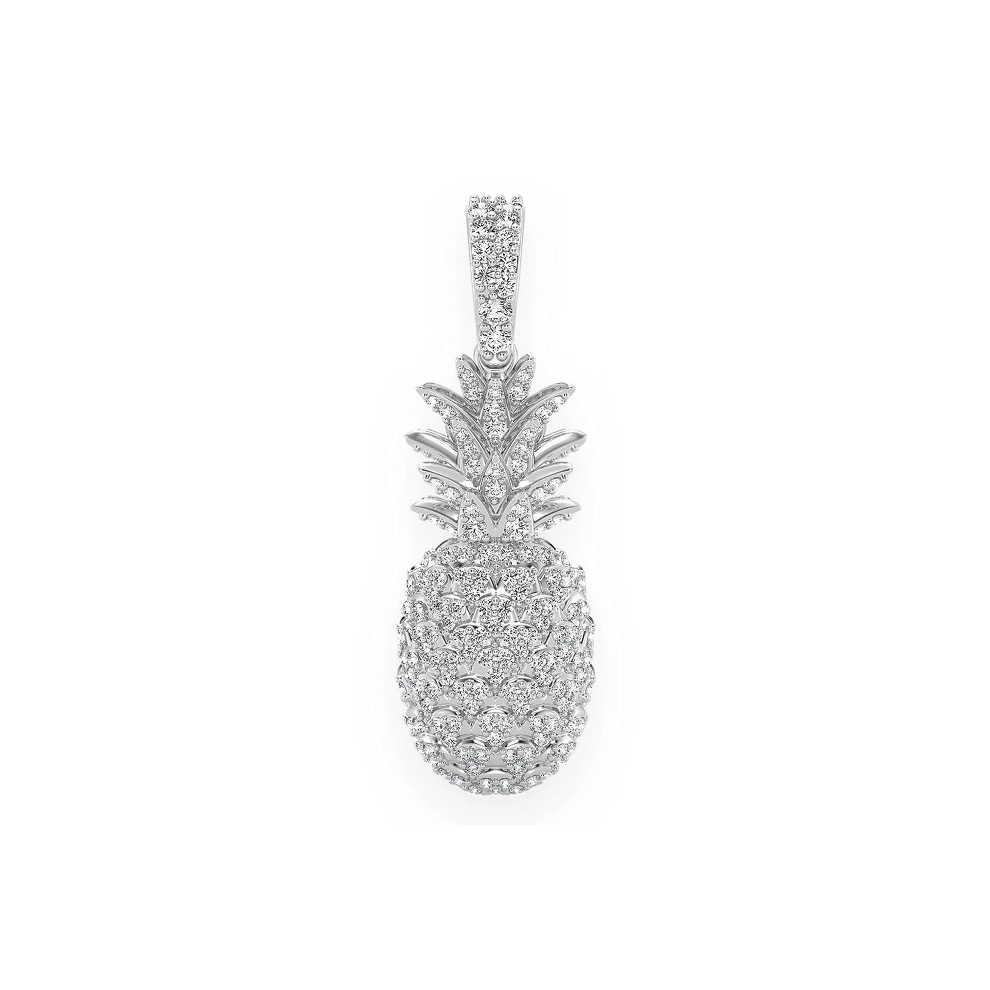Pineapple Diamond Pendant in 14K white gold, front view