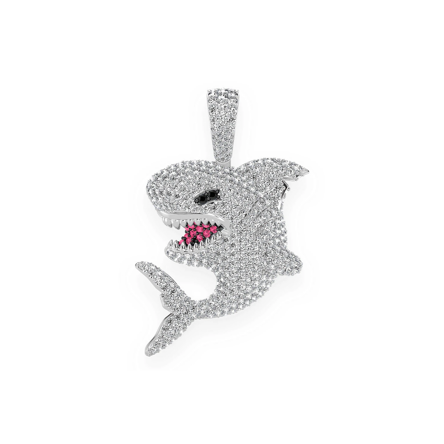 Shark Diamond Pendant in 14K white gold, front view