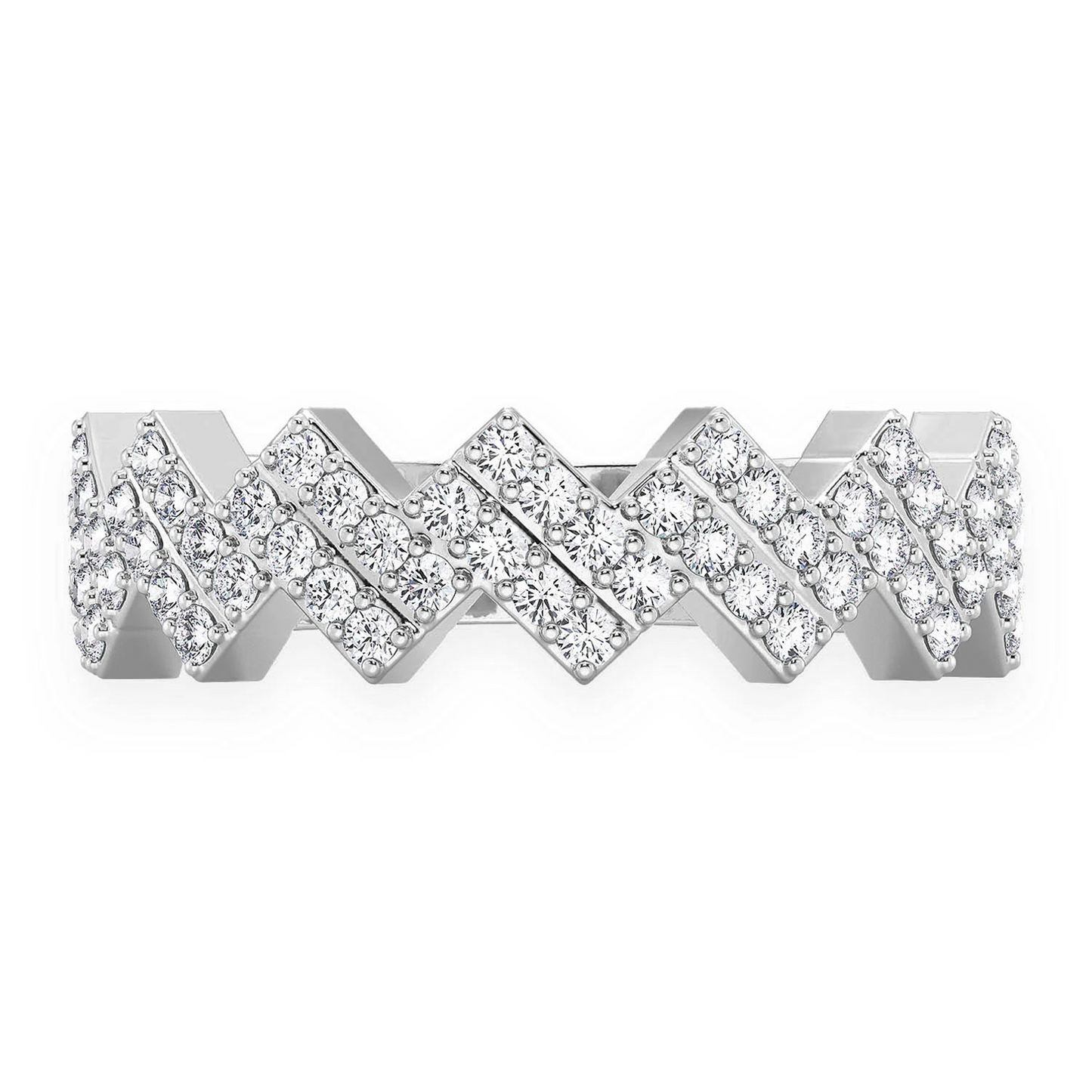 Zig Zag Diamond Ring in 14K white gold, front view