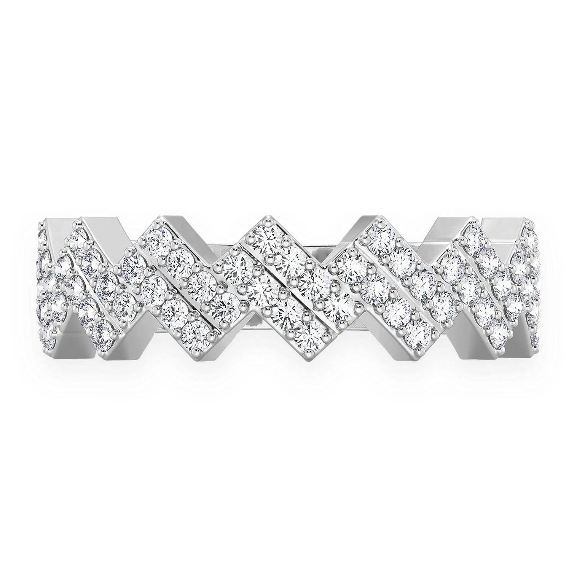 Zig Zag Diamond Ring in 14K white gold, front view